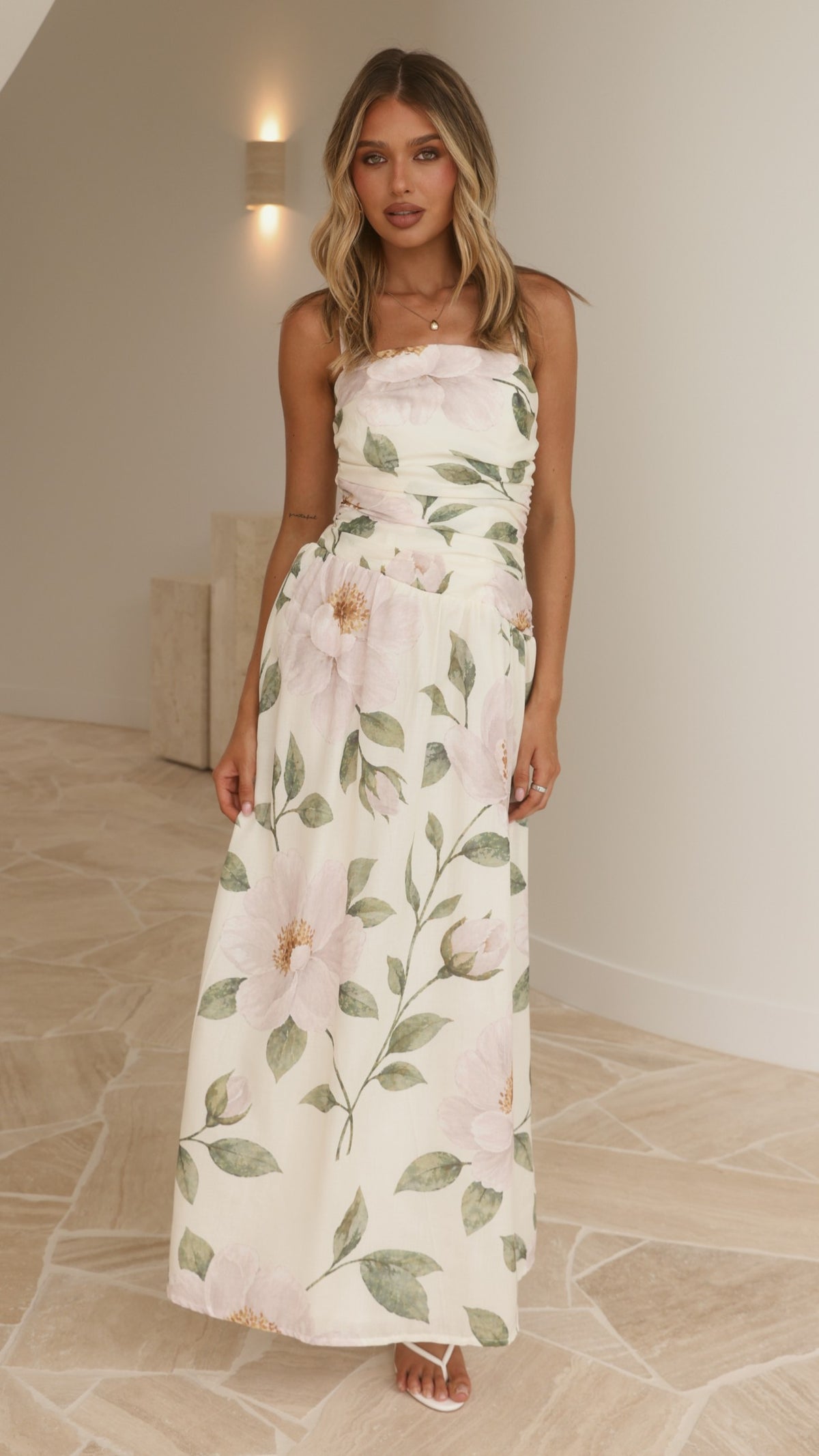 Zarly Maxi Dress - Cream Floral - Billy J