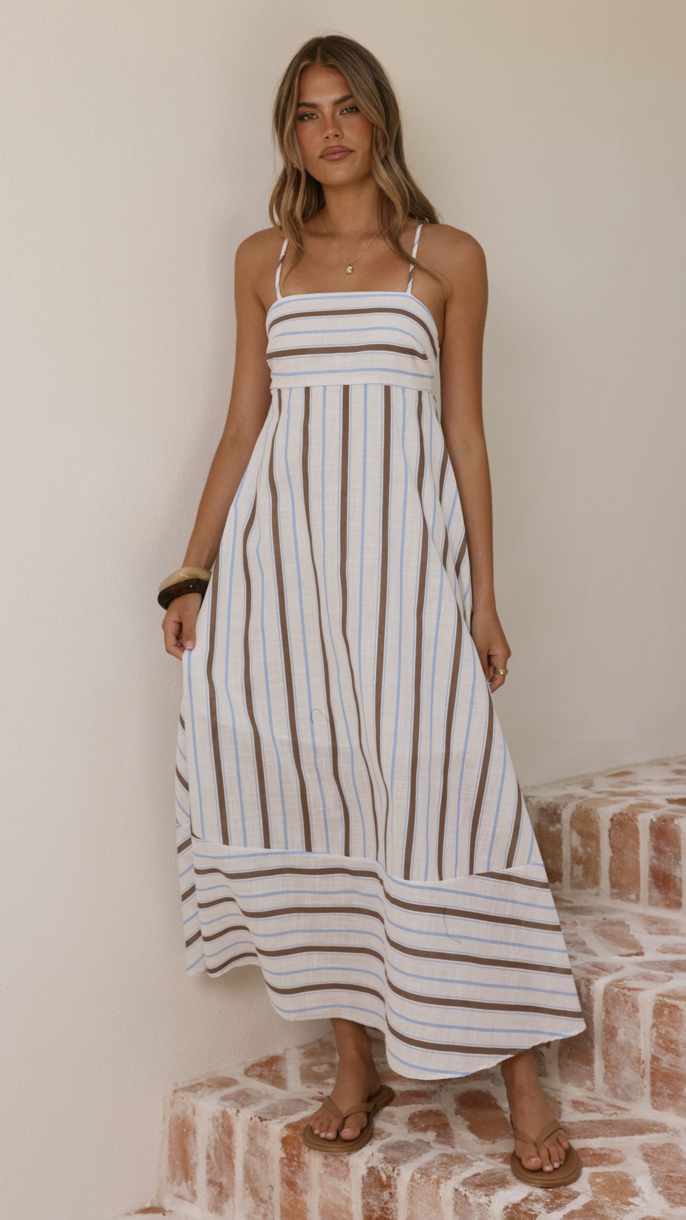 Marcel Maxi Dress - Choc/Blue Stripe - Billy J