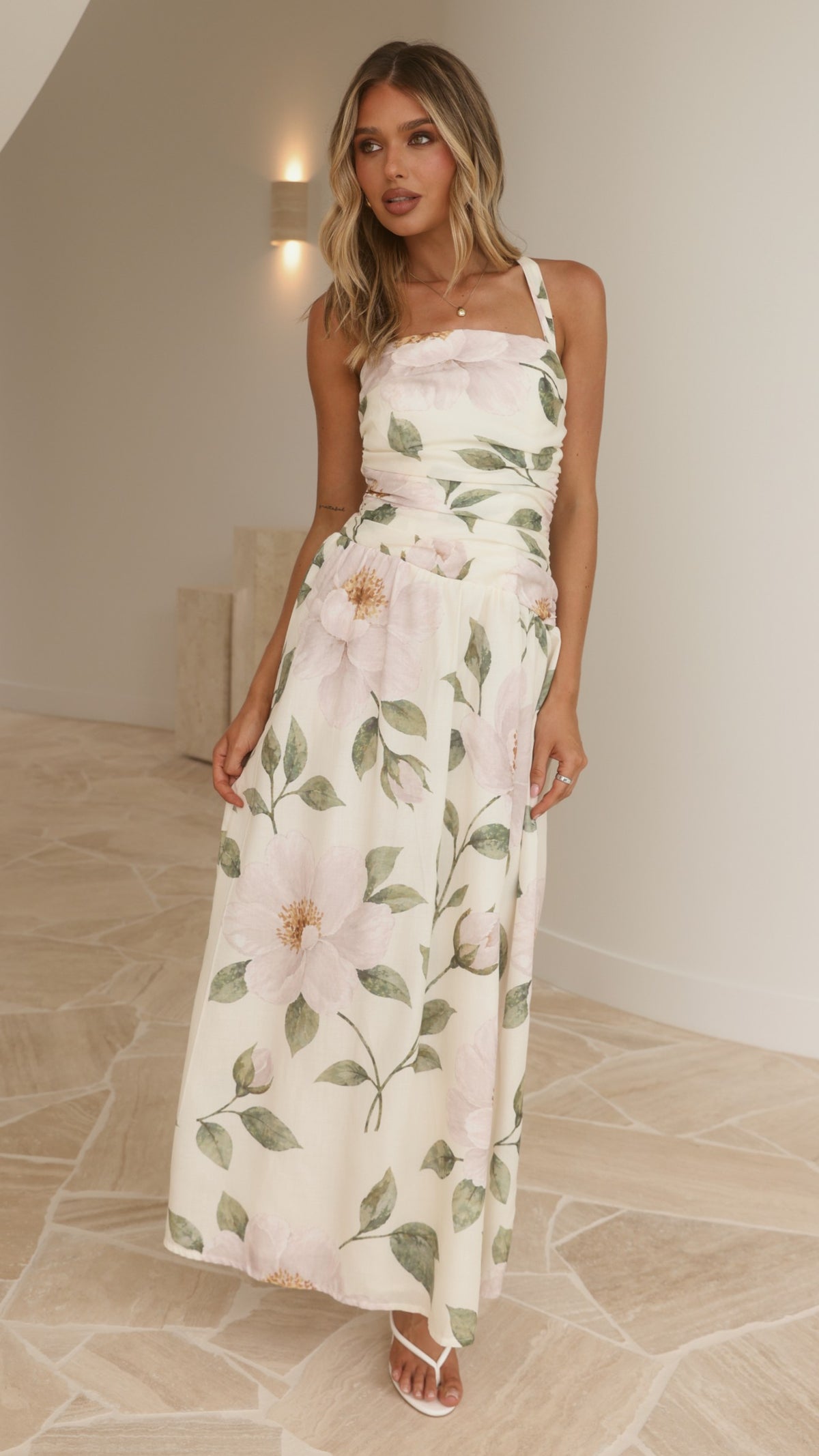 Zarly Maxi Dress - Cream Floral - Billy J