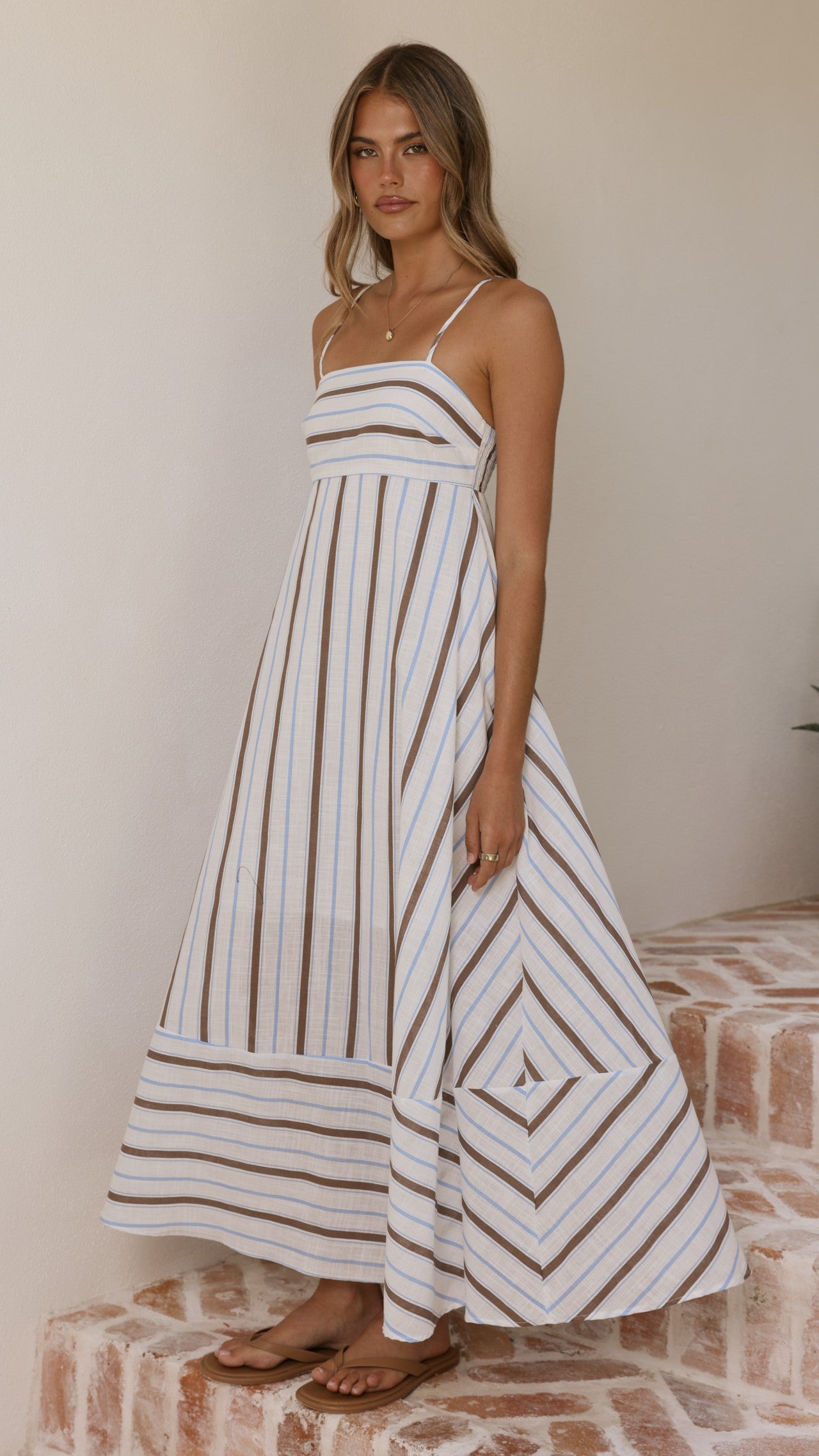 Marcel Maxi Dress - Choc/Blue Stripe - Billy J