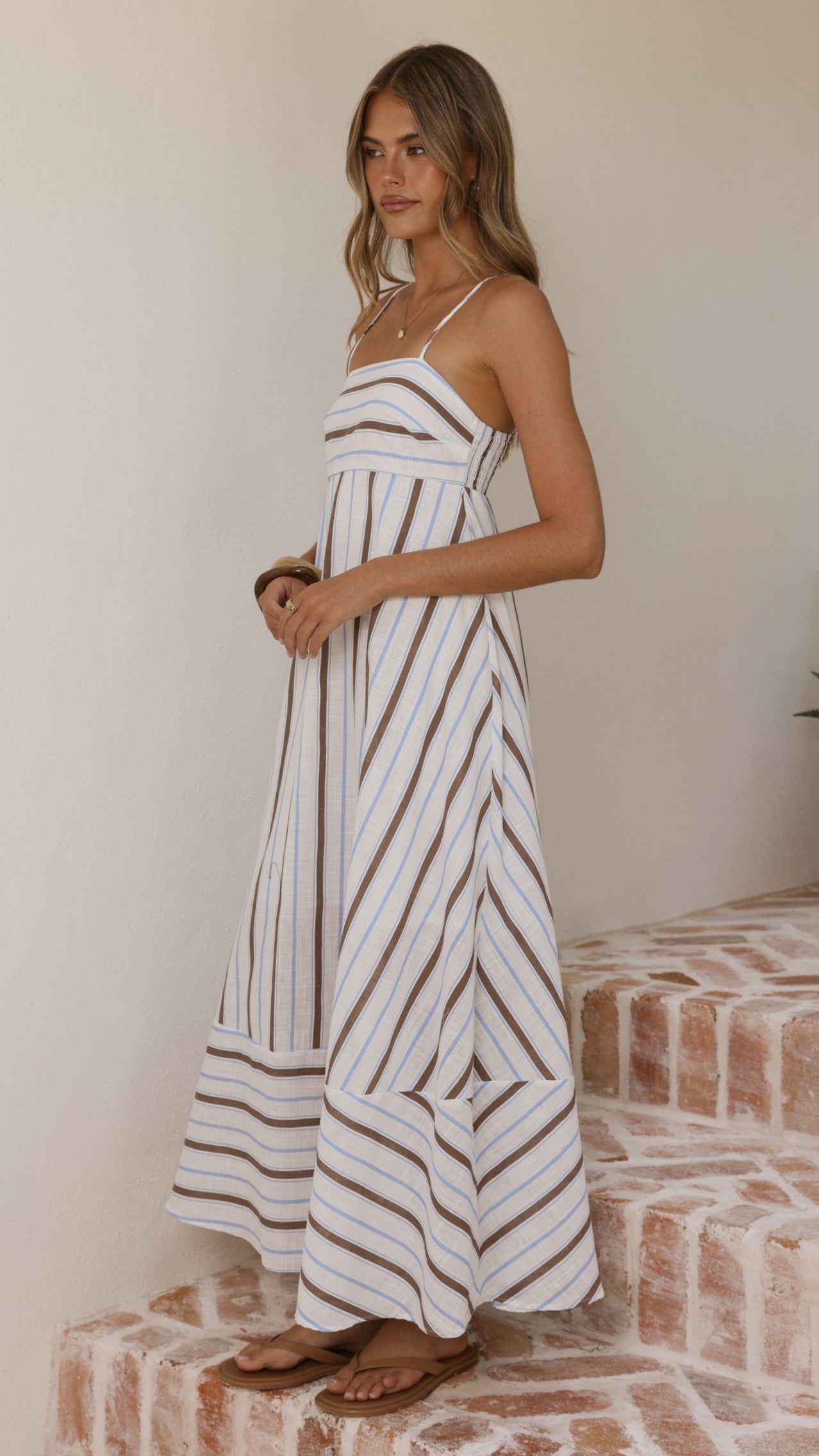 Marcel Maxi Dress - Choc/Blue Stripe - Billy J