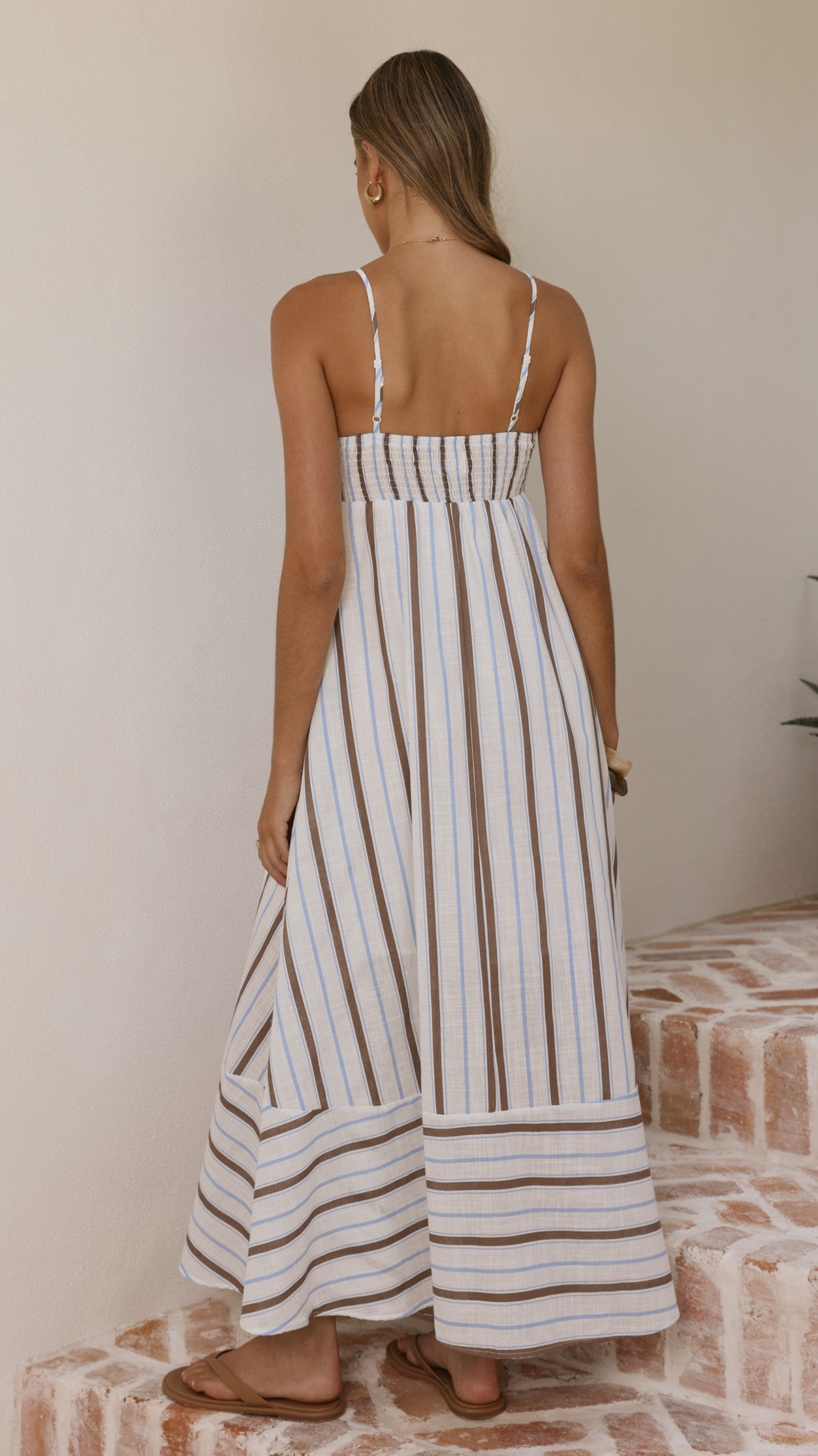 Marcel Maxi Dress - Choc/Blue Stripe - Billy J