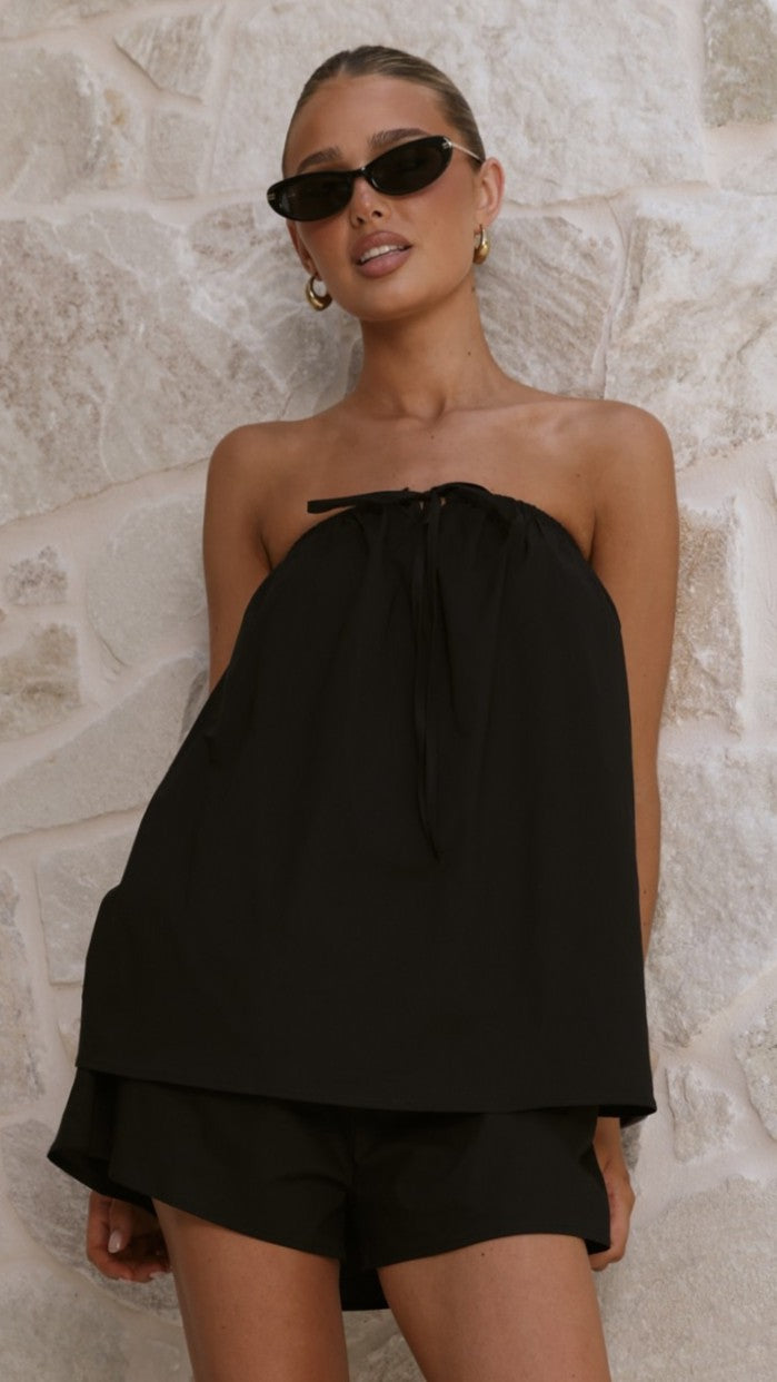 Mallie Strapless Top and Shorts Set - Black - Billy J