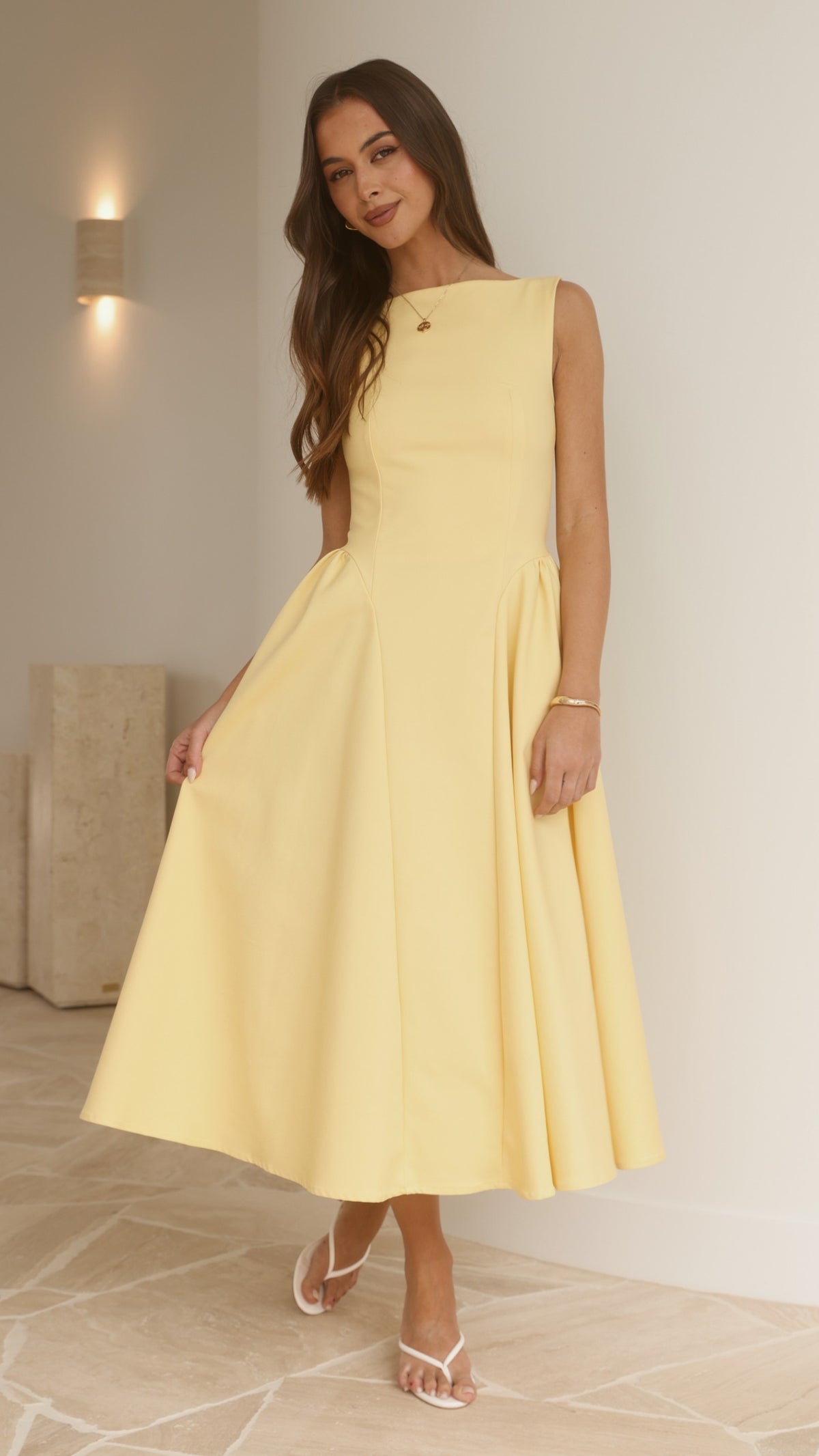 Khloe Midi Dress - Yellow - Billy J