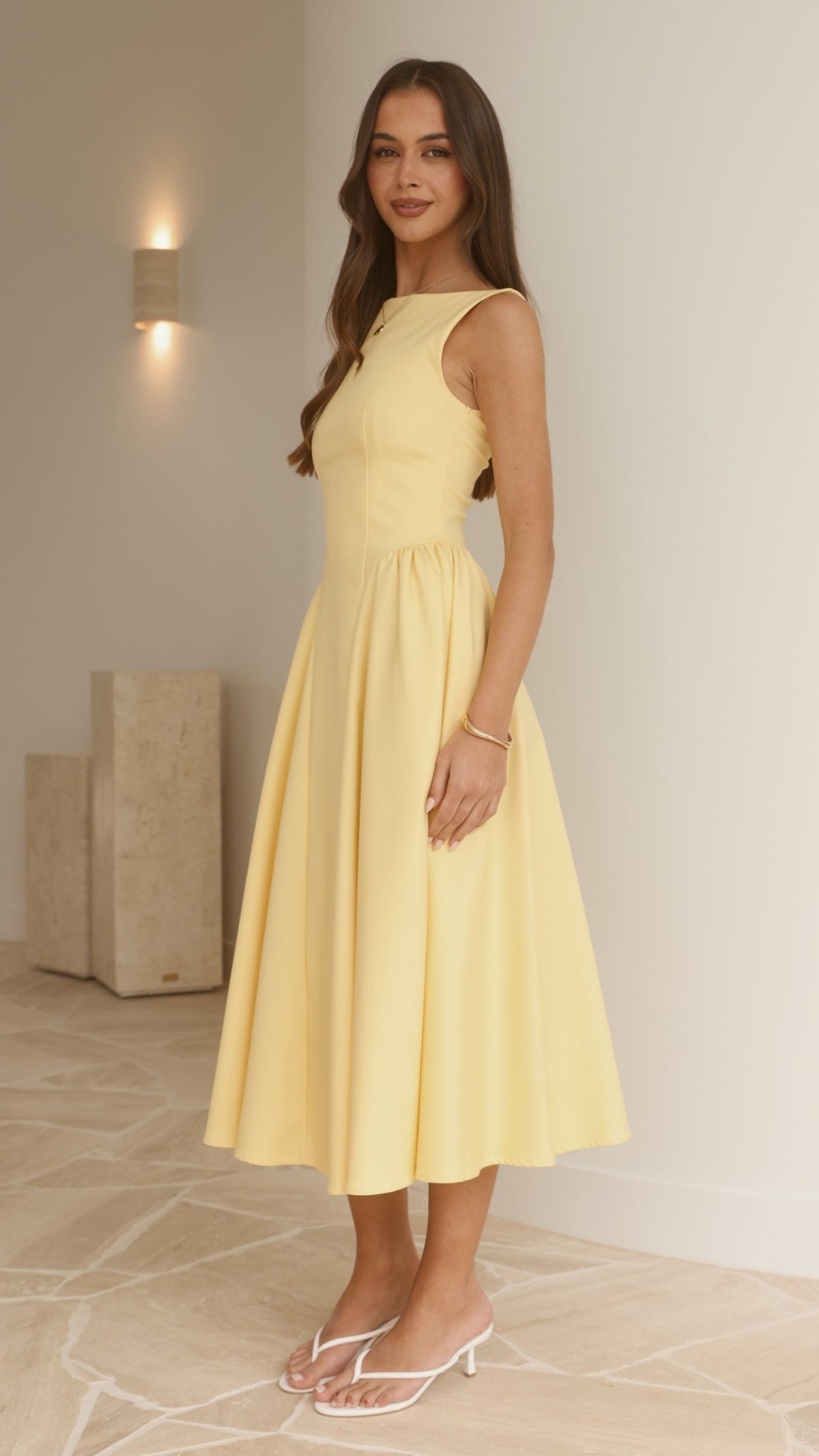 Khloe Midi Dress - Yellow - Billy J