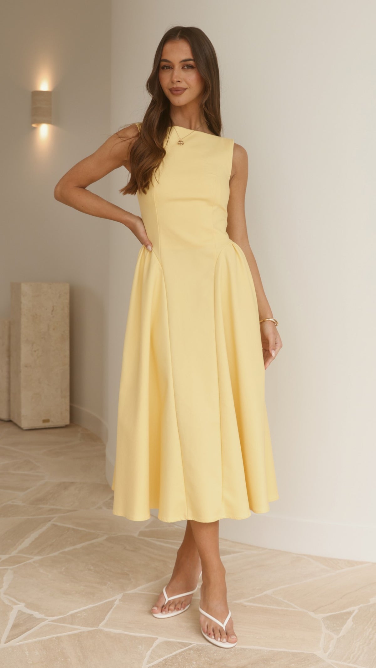 Khloe Midi Dress - Yellow - Billy J