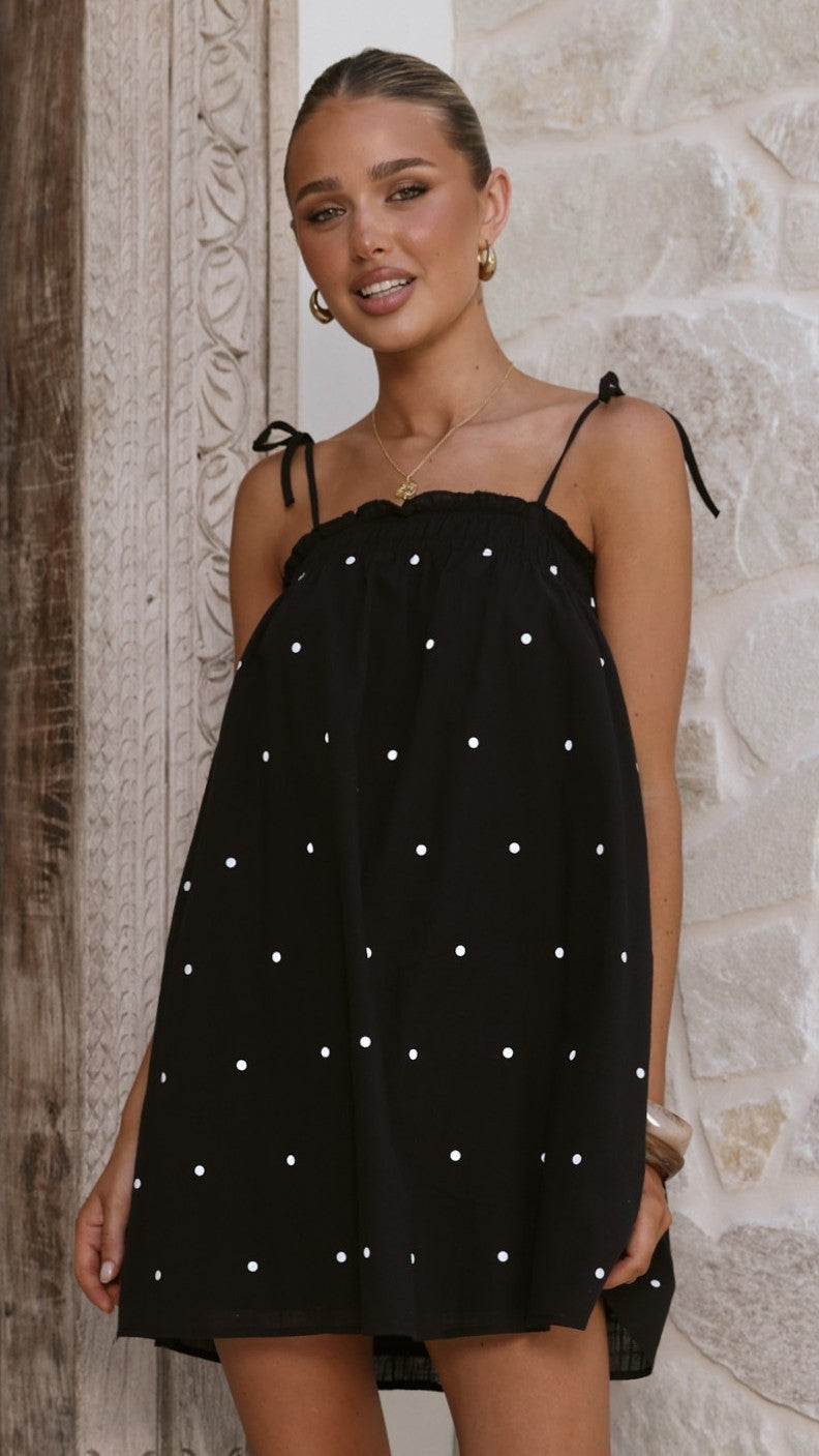 Sloane Mini Dress - Black Polka - Billy J