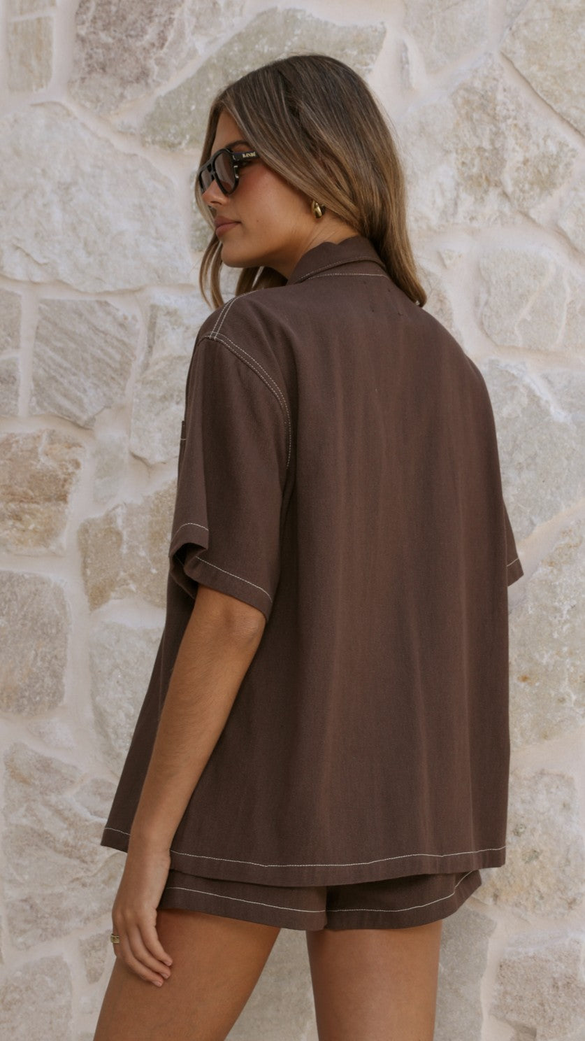 Olivia Shirt and Shorts Set - Chocolate - Billy J
