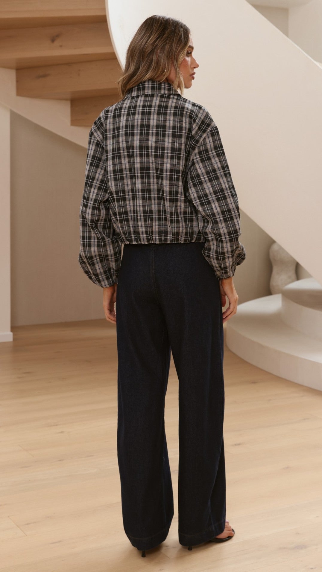 Brax Bomber Jacket - Black/Beige Plaid - Billy J