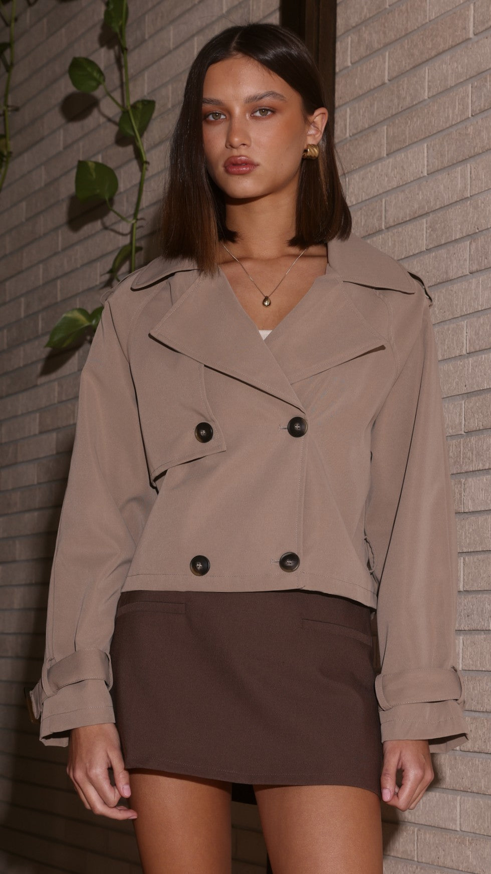 Deena Cropped Coat - Mocha - Billy J