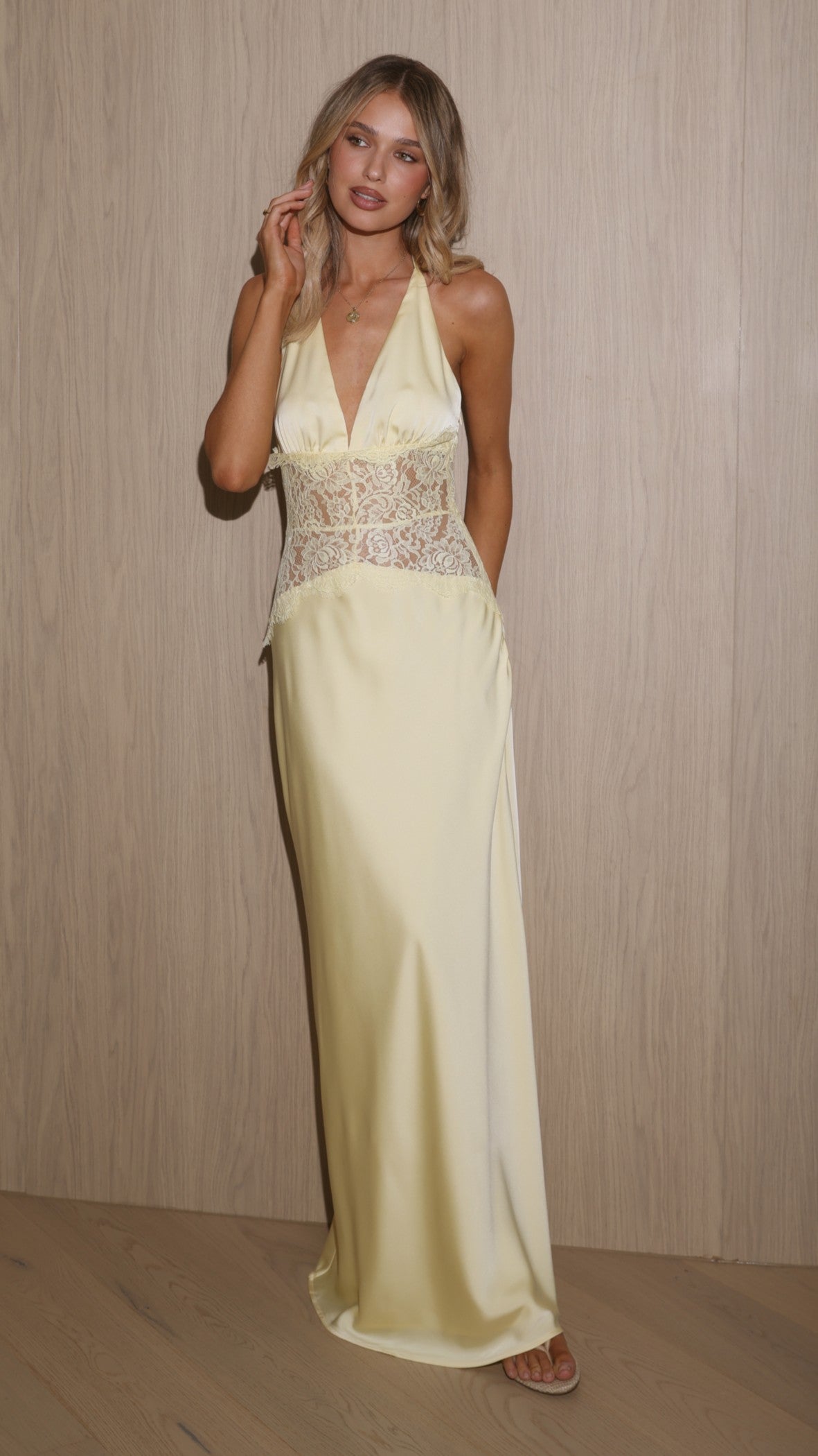 Celia Lace Maxi Dress - Yellow - Billy J