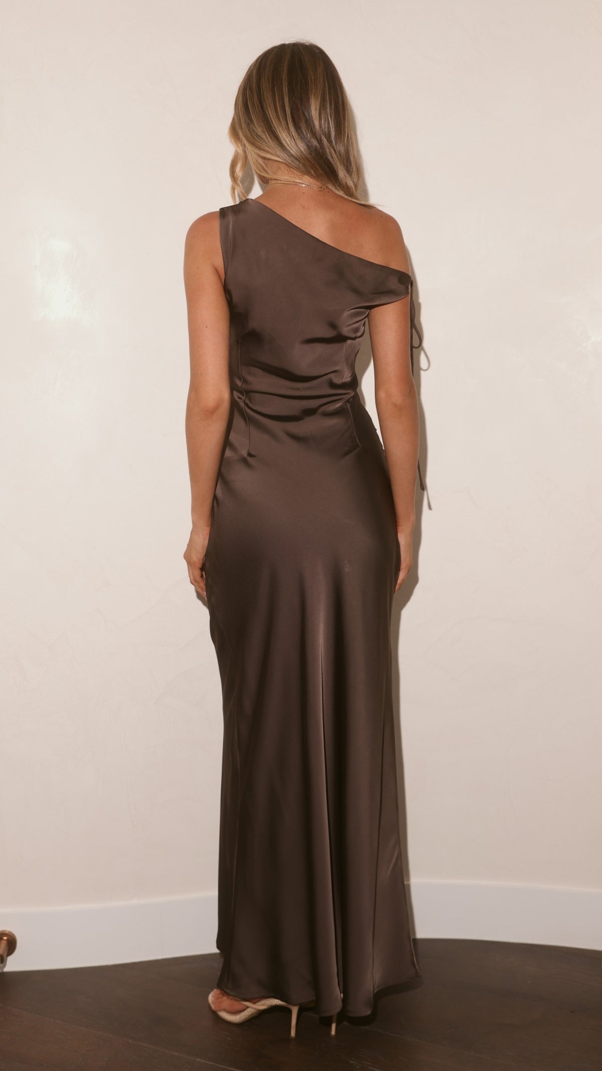 Sabrina One Shoulder Maxi Dress - Espresso - Billy J