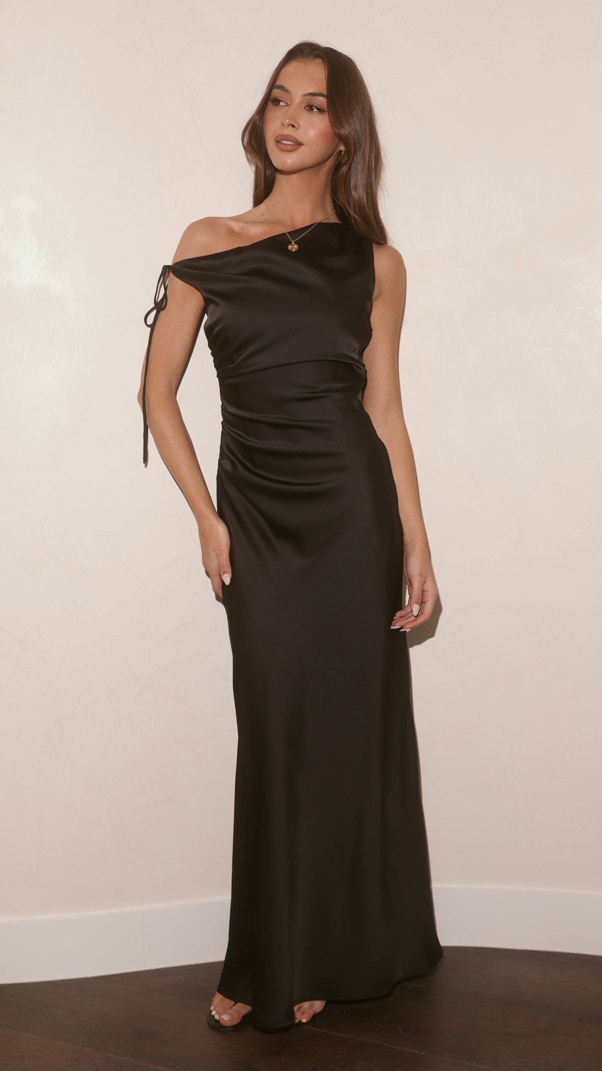 Sabrina One Shoulder Maxi Dress - Black - Billy J