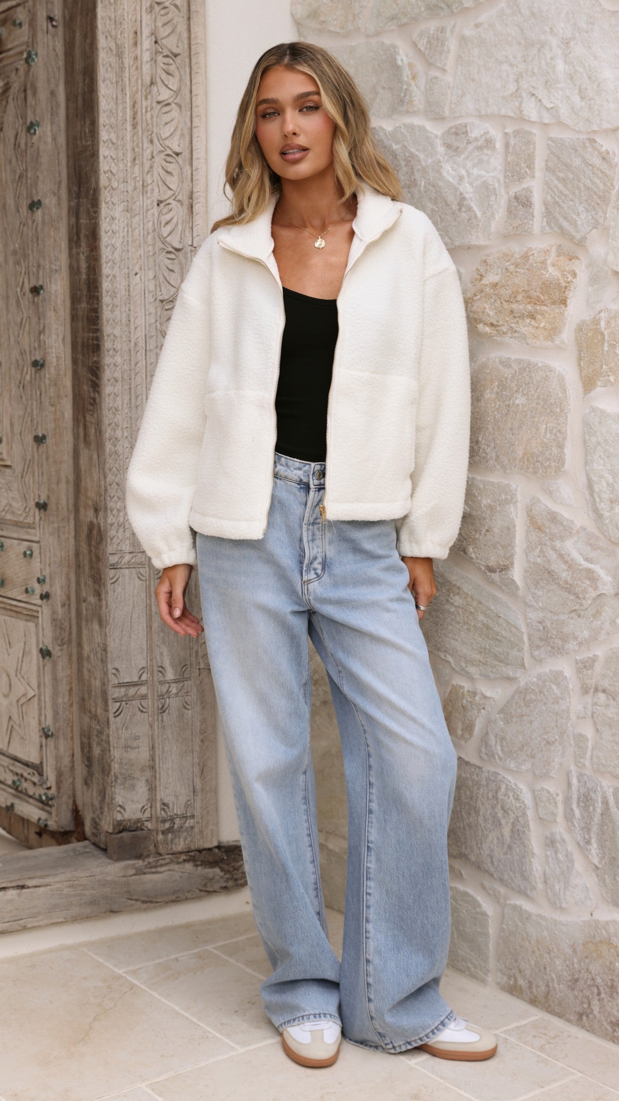 Maisie Teddy Jacket - Cream - Billy J