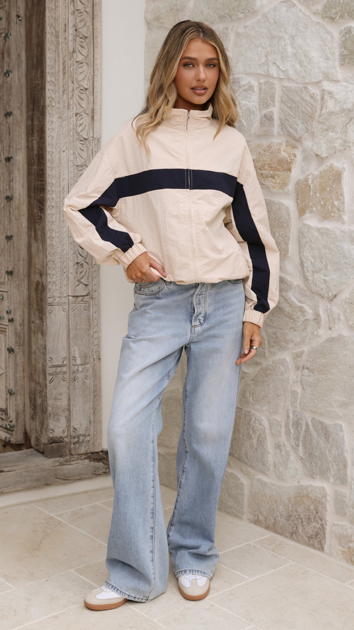 Ariella Jacket - Beige/Navy - Billy J