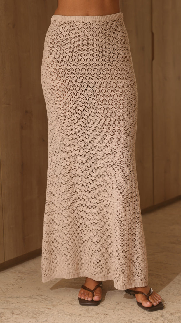 Sienna Crochet Maxi Skirt - Natural - Billy J