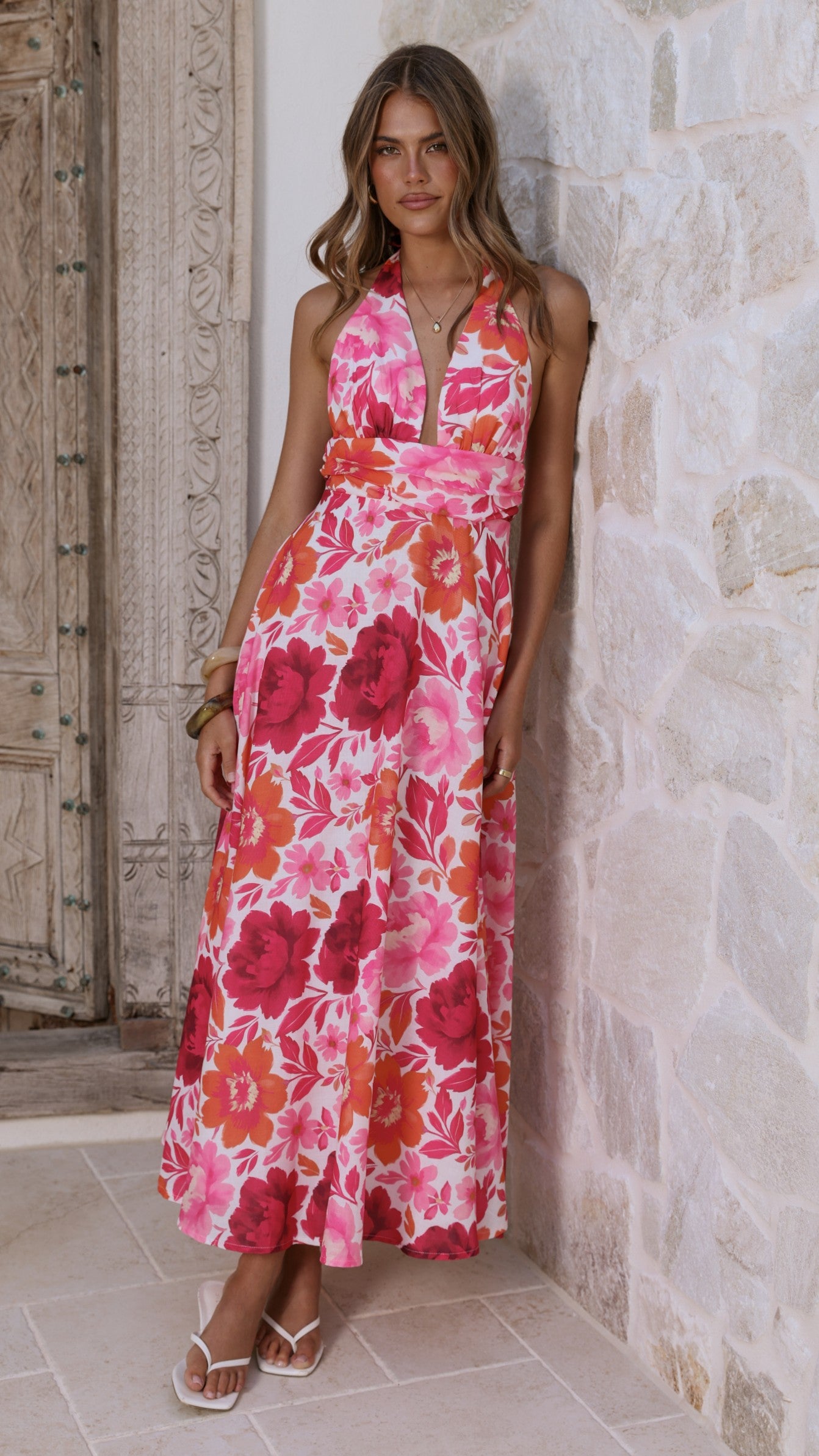 Anara Maxi Dress - Pink Floral - Billy J