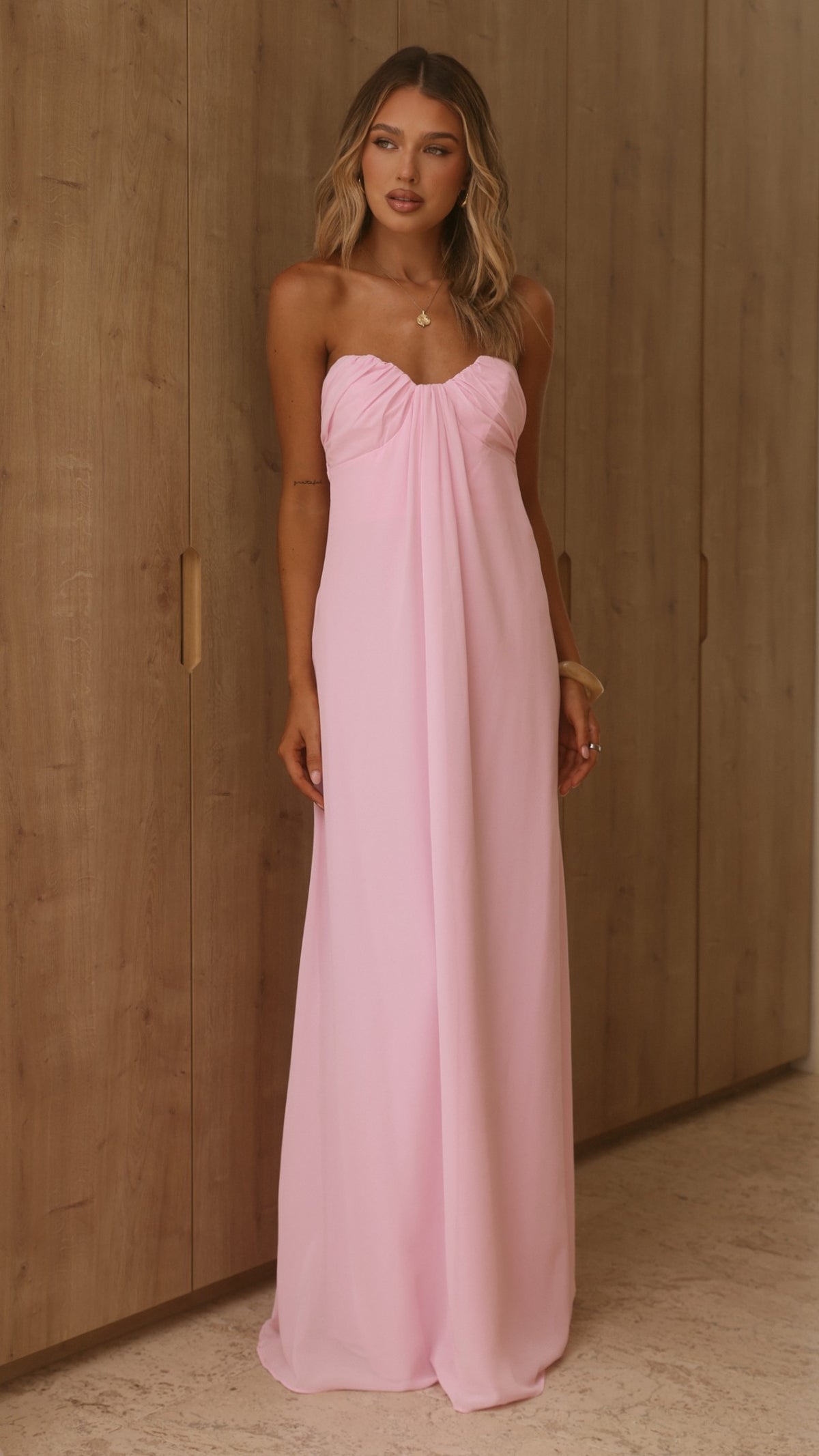 Olivia Strapless Maxi Dress - Pink - Billy J