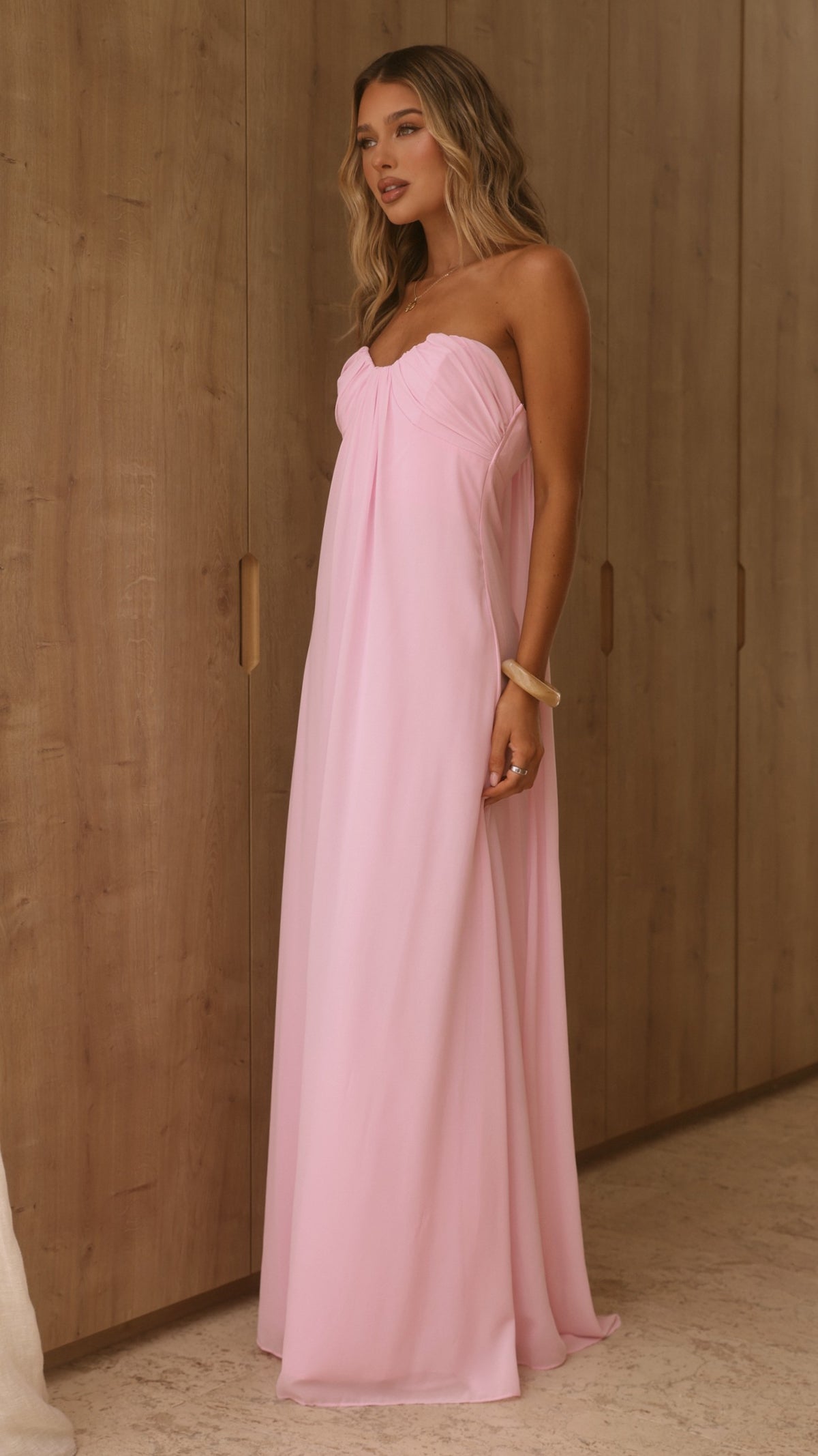 Olivia Strapless Maxi Dress - Pink - Billy J