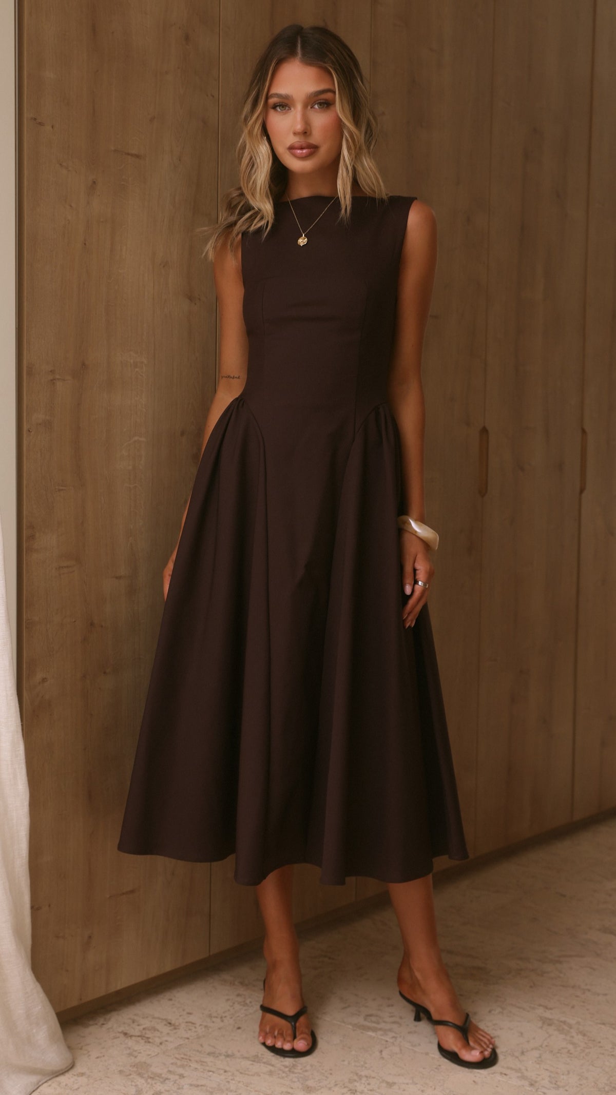 Khloe Midi Dress - Chocolate - Billy J