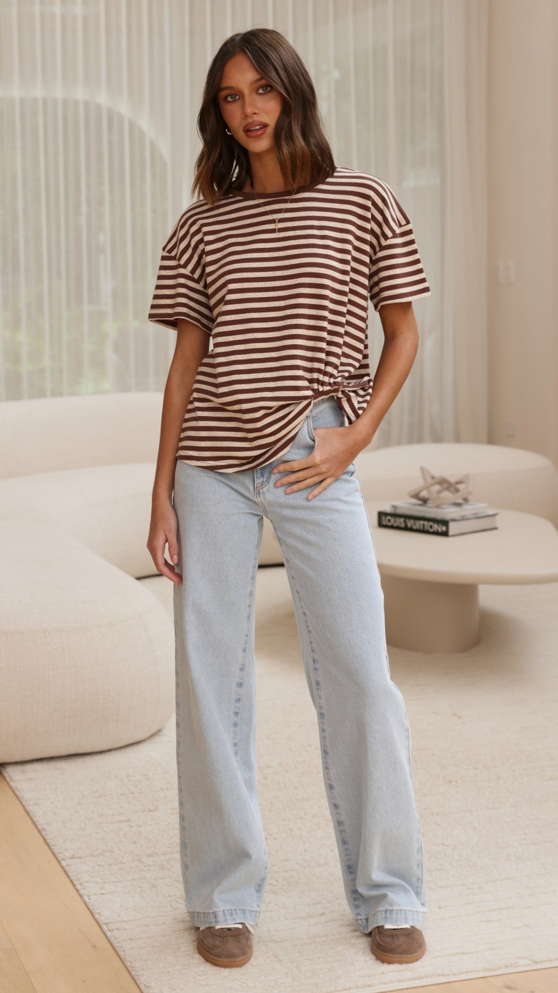 Clara Tee - Brown/Beige Stripe - Billy J