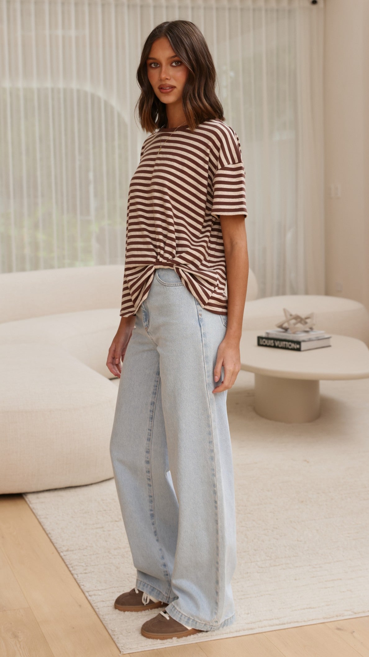 Clara Tee - Brown/Beige Stripe - Billy J