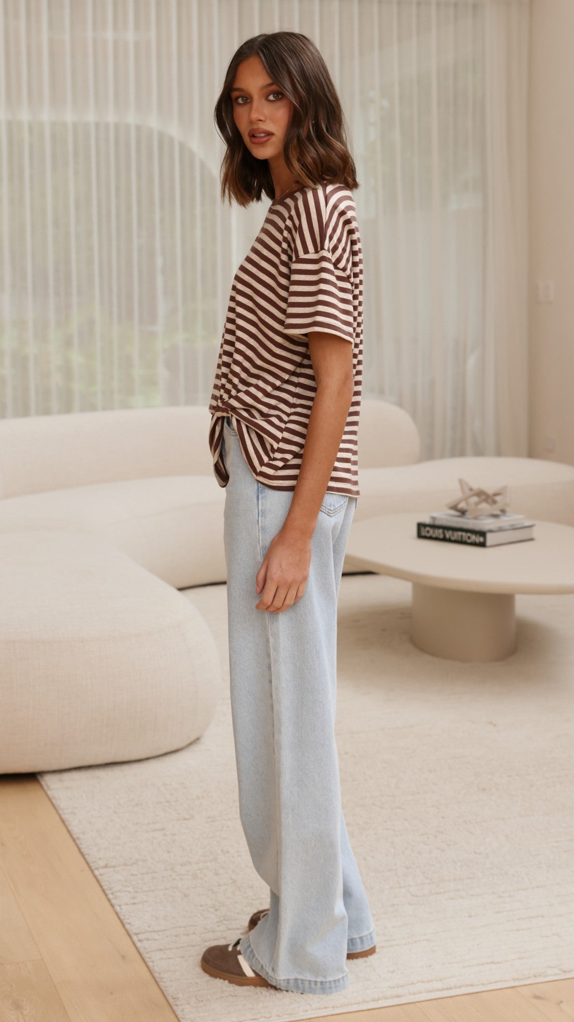 Clara Tee - Brown/Beige Stripe - Billy J