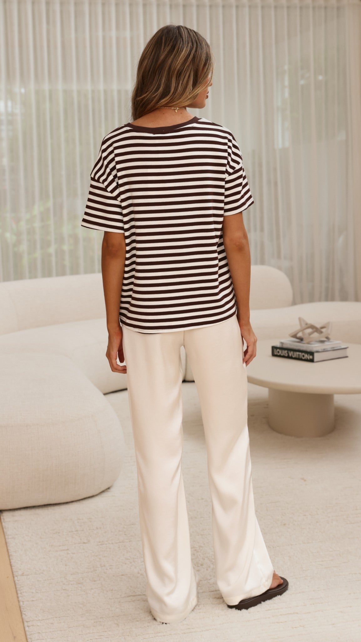 Clara Tee - Choc/White Stripe - Billy J