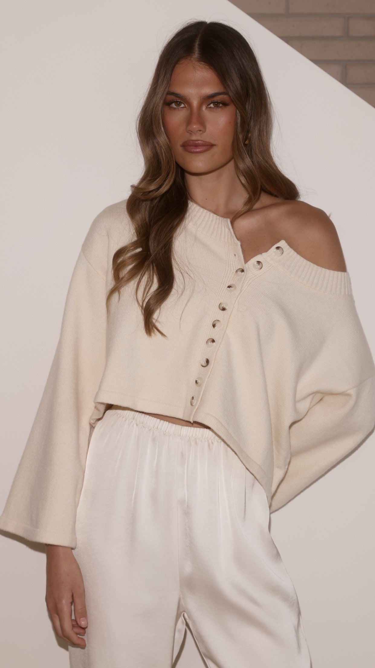 Isako Button Up Long Sleeve Top - Cream - Billy J