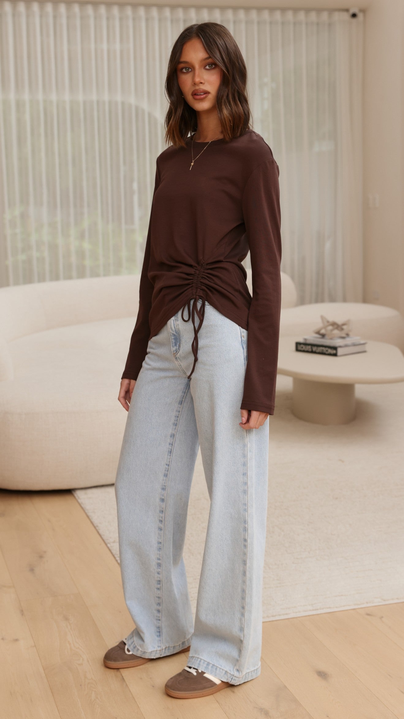 Lydia Long Sleeve Top - Chocolate - Billy J