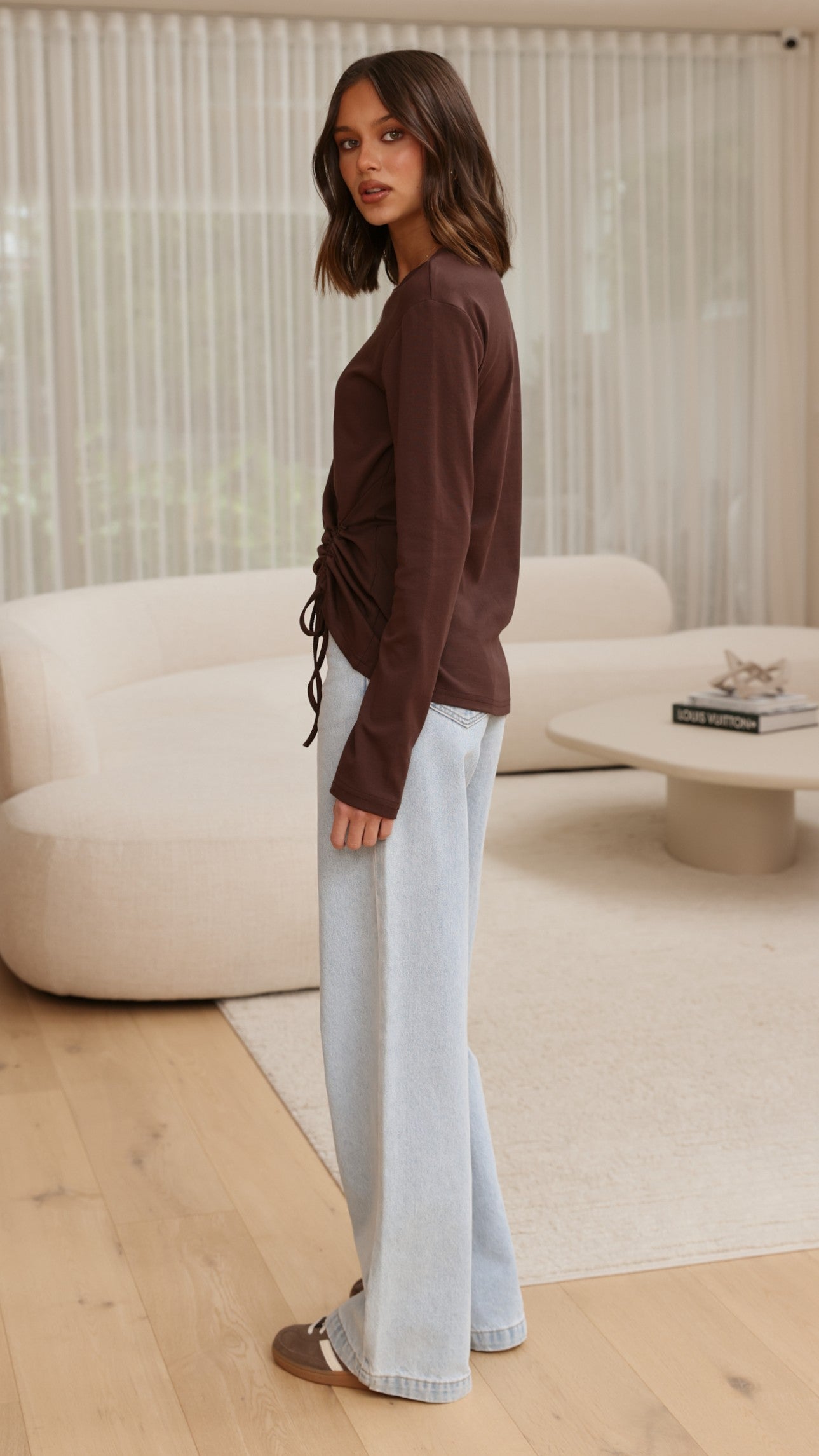 Lydia Long Sleeve Top - Chocolate - Billy J