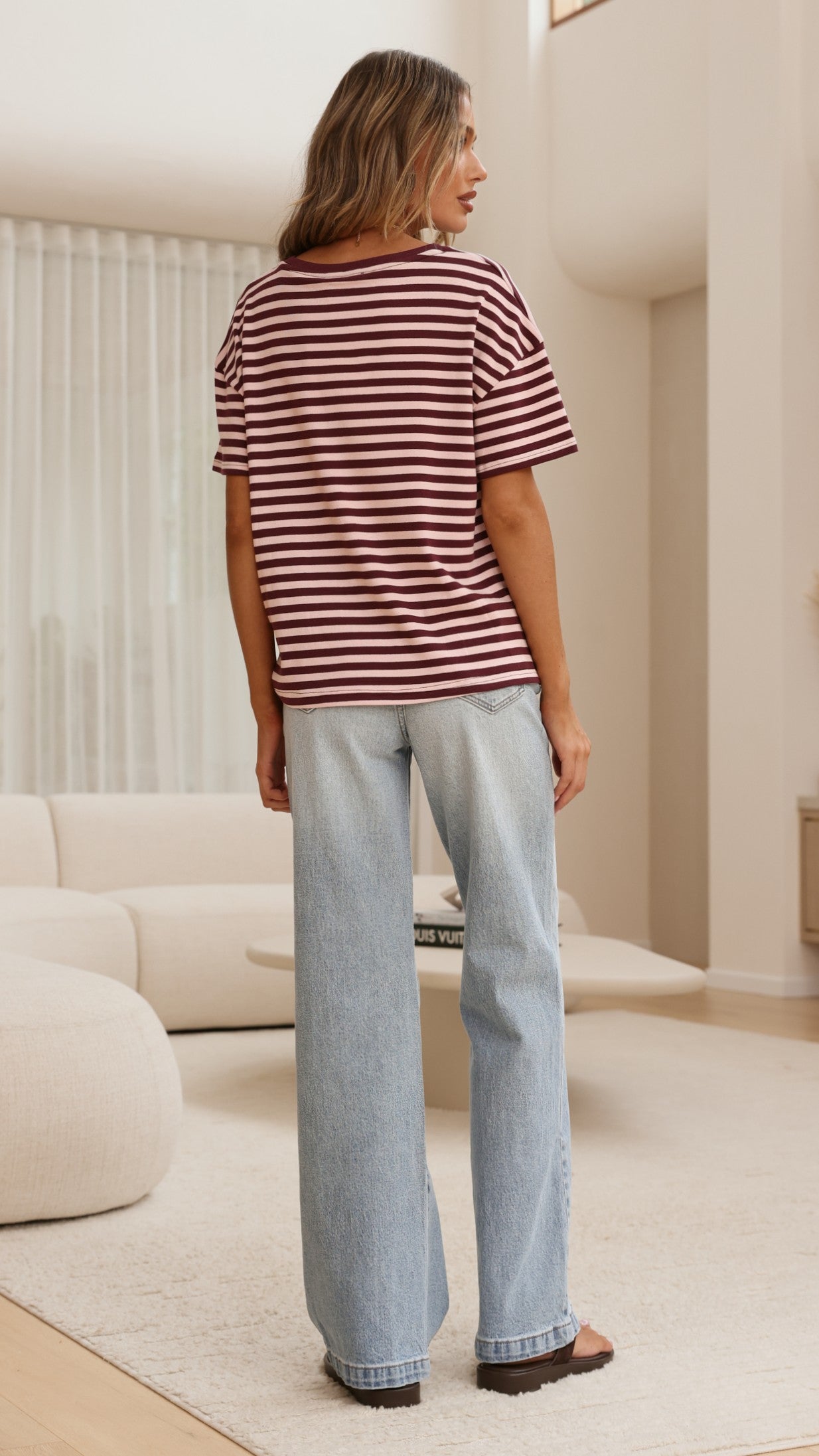 Clara Tee - Burgundy/Pink Stripe - Billy J