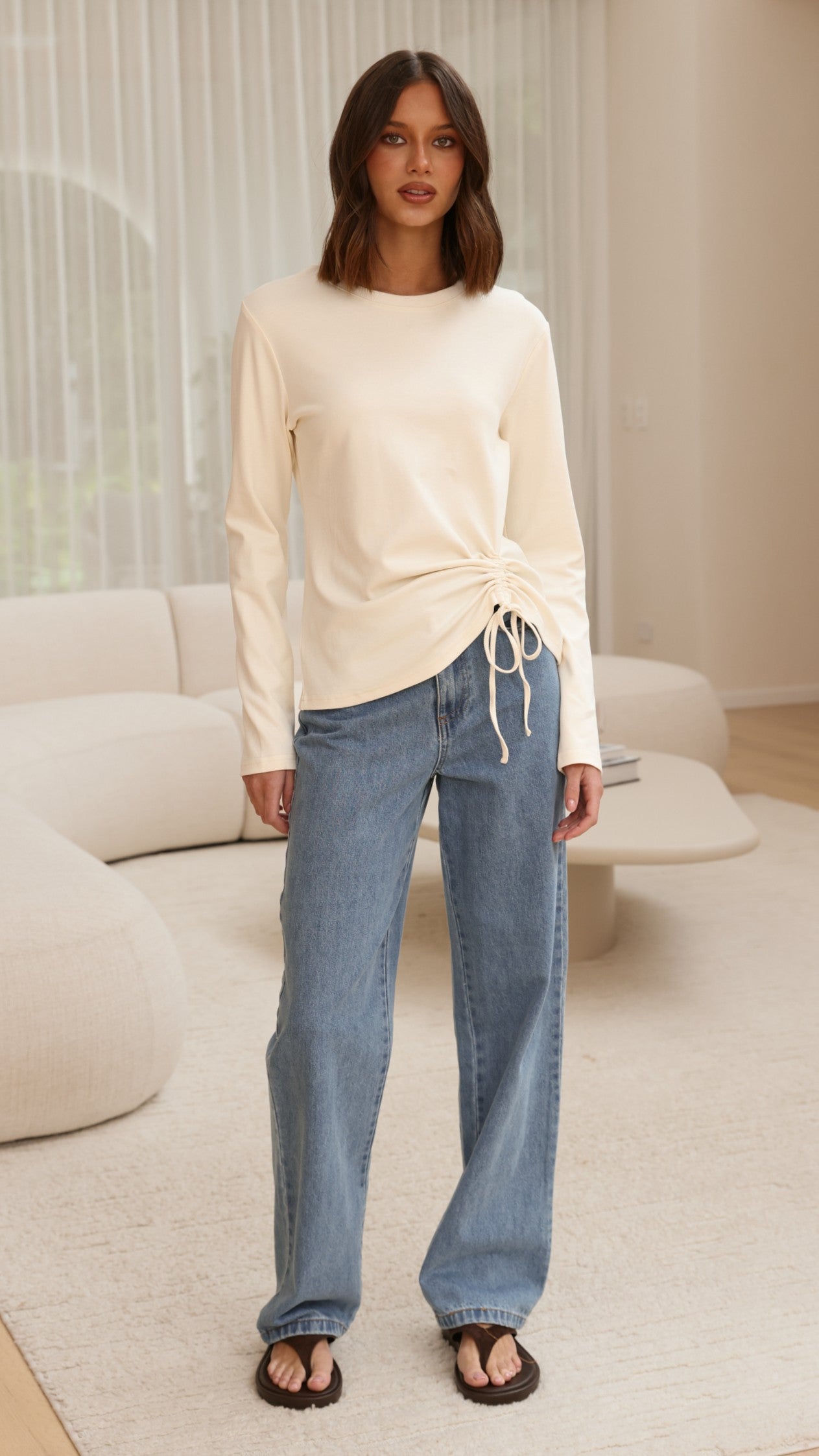 Lydia Long Sleeve Top - Cream - Billy J