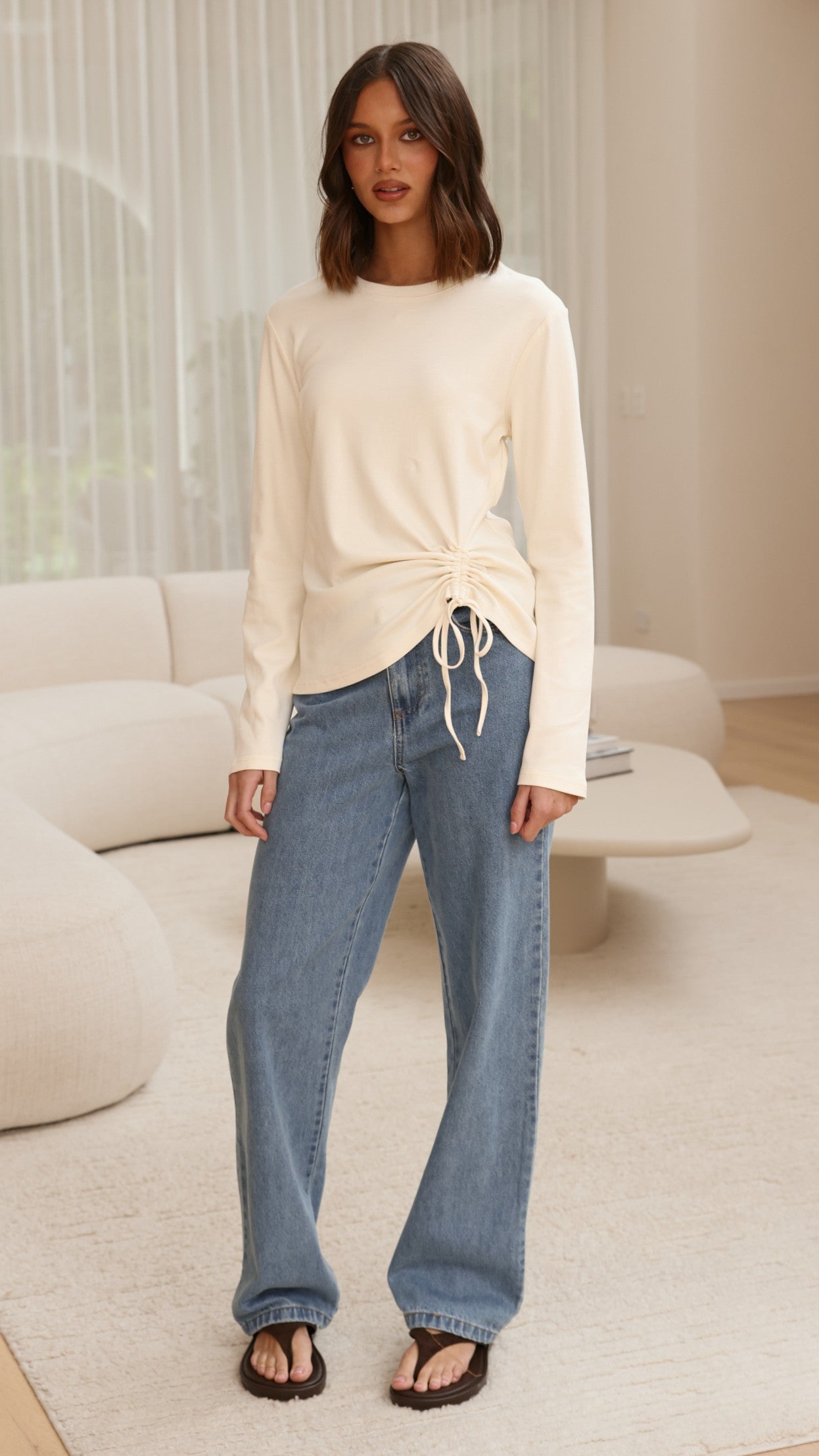 Lydia Long Sleeve Top - Cream - Billy J