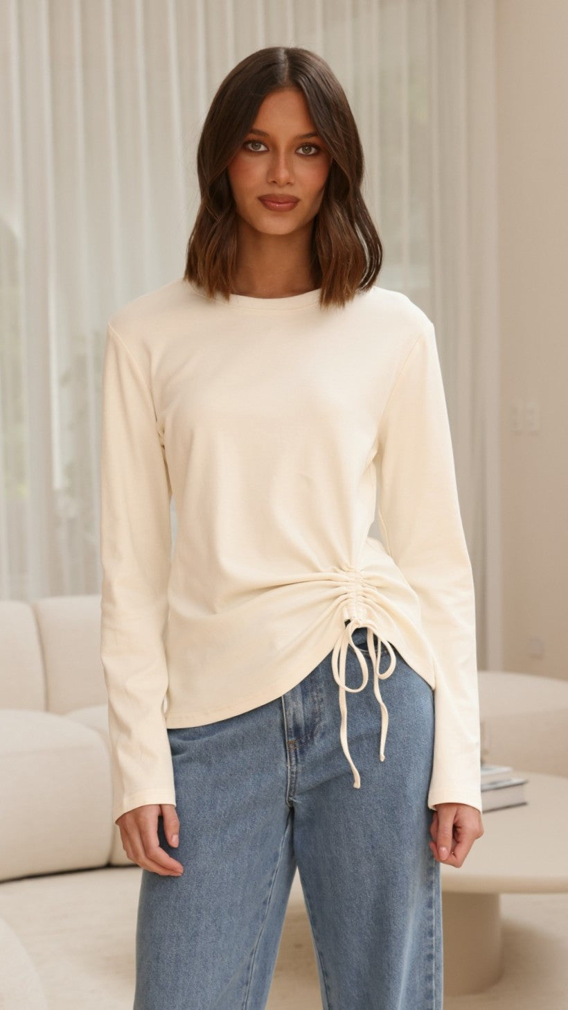 Lydia Long Sleeve Top - Cream - Billy J