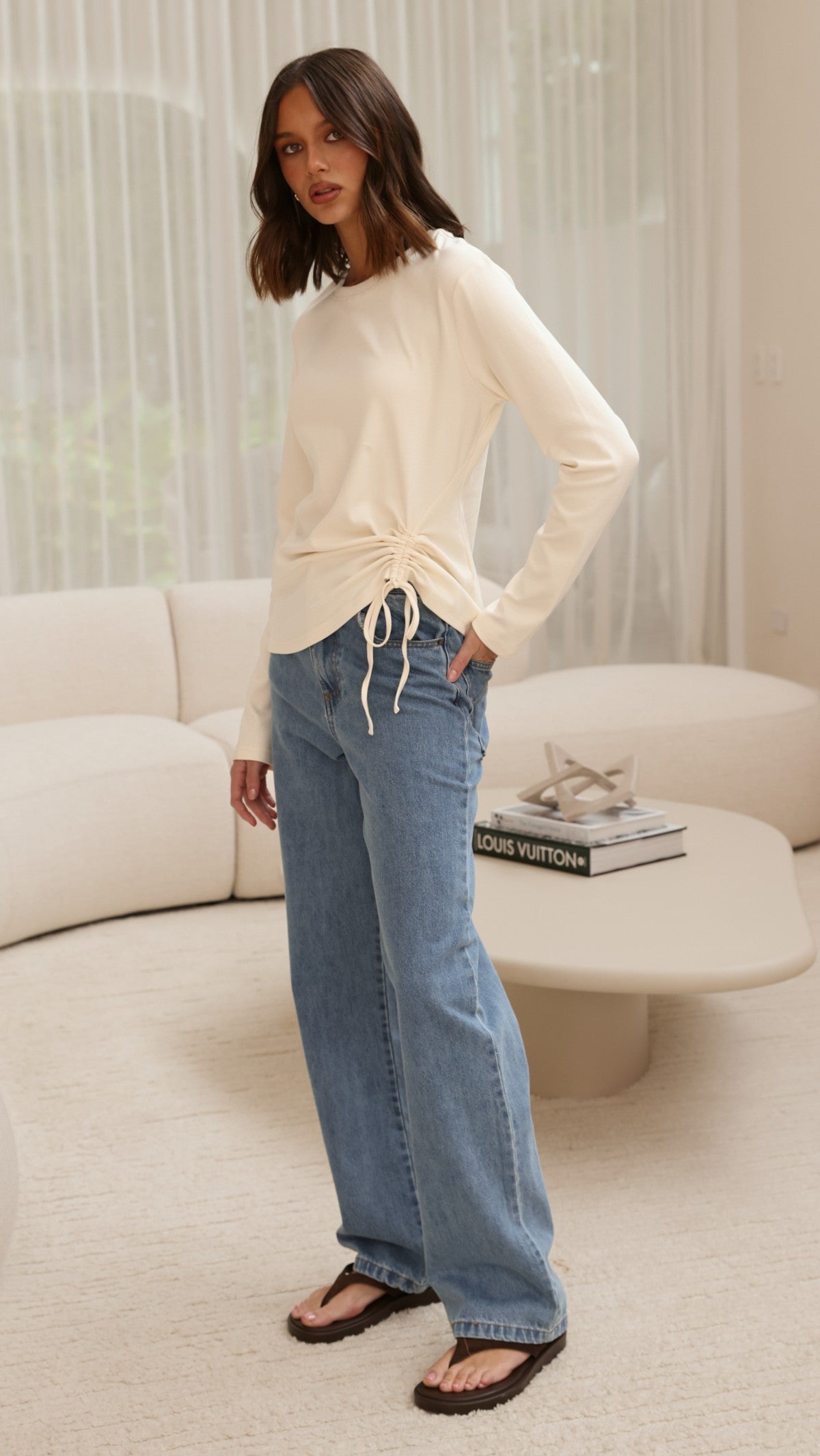 Lydia Long Sleeve Top - Cream - Billy J