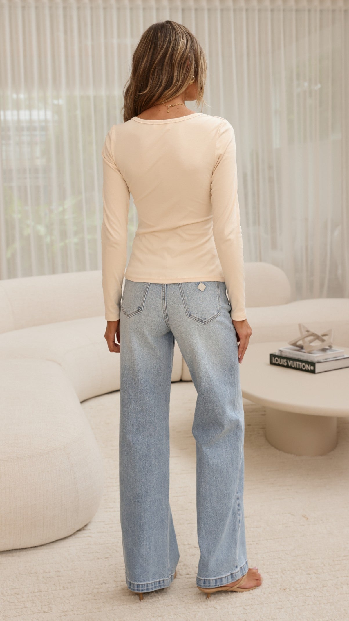 Addison Long Sleeve Top - Cream - Billy J