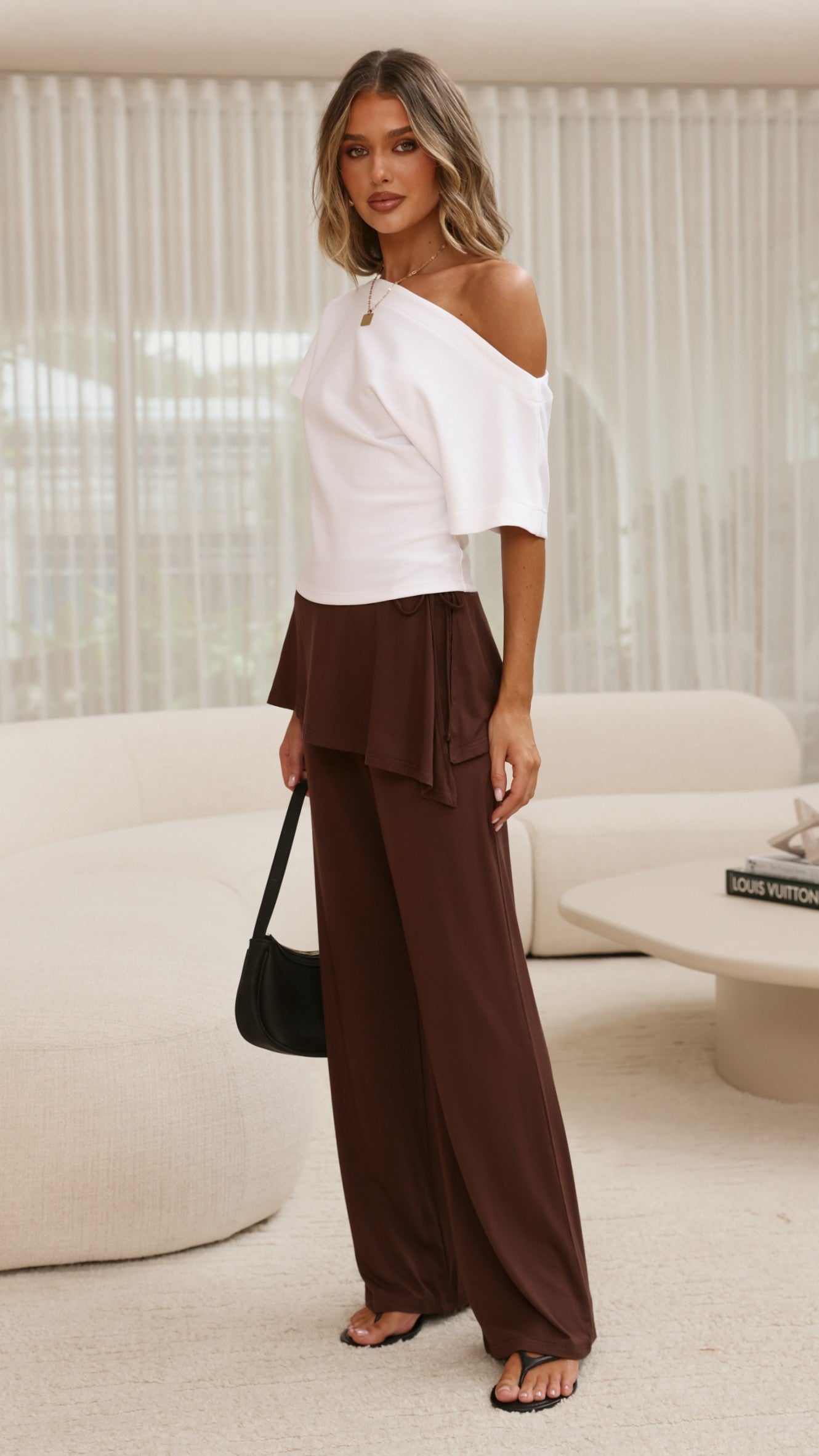 Jaxie Skirt Overlay Pants - Brown - Billy J
