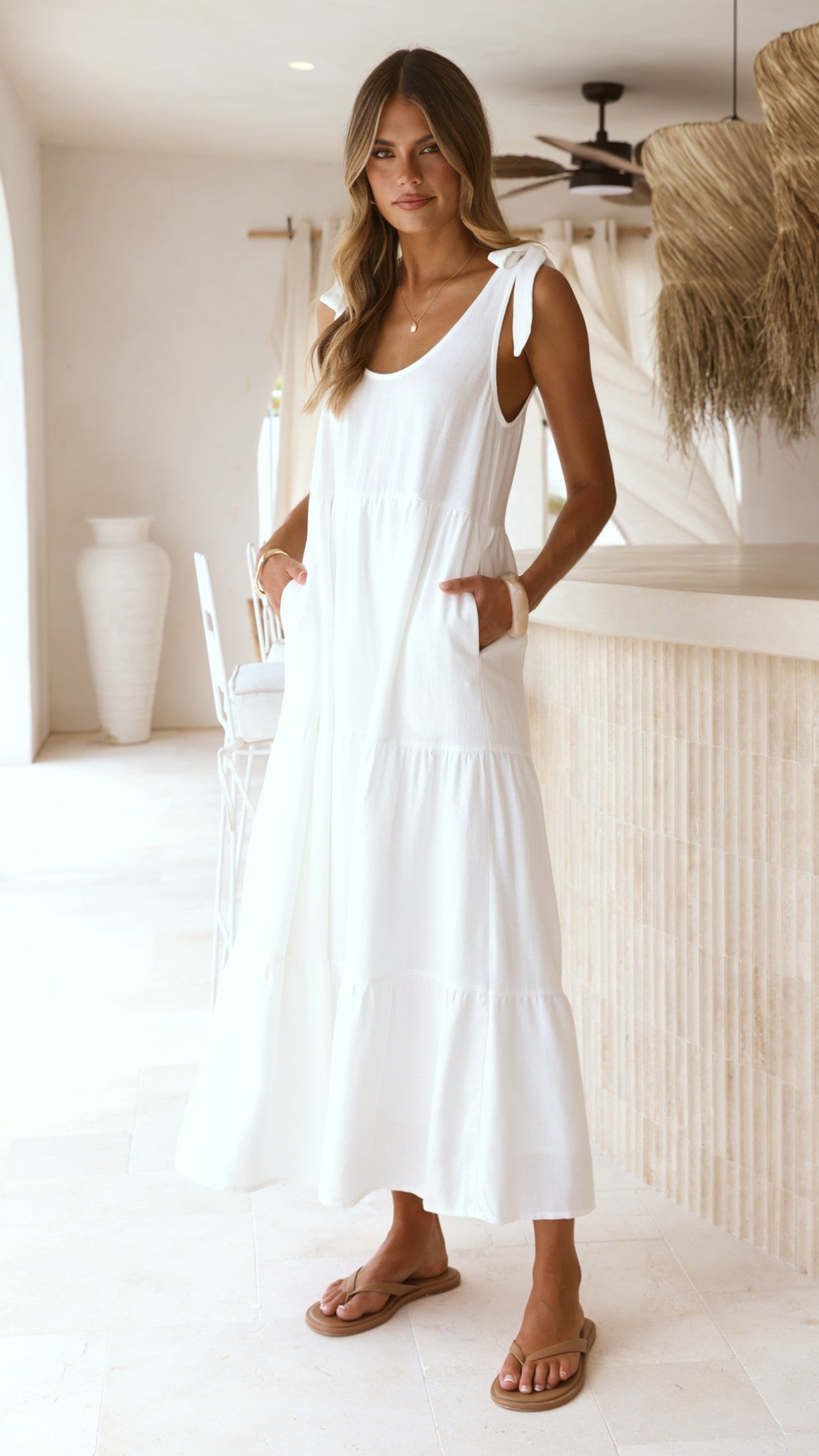 Jaliyah Midi Dress - White - Billy J