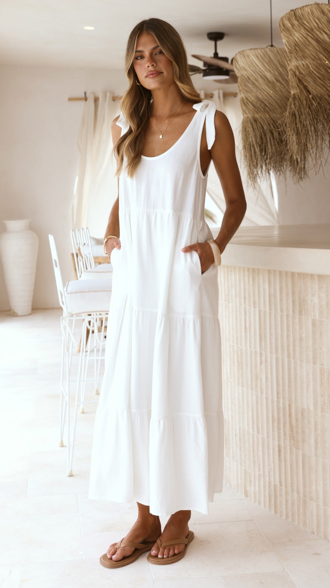 Jaliyah Midi Dress - White - Billy J