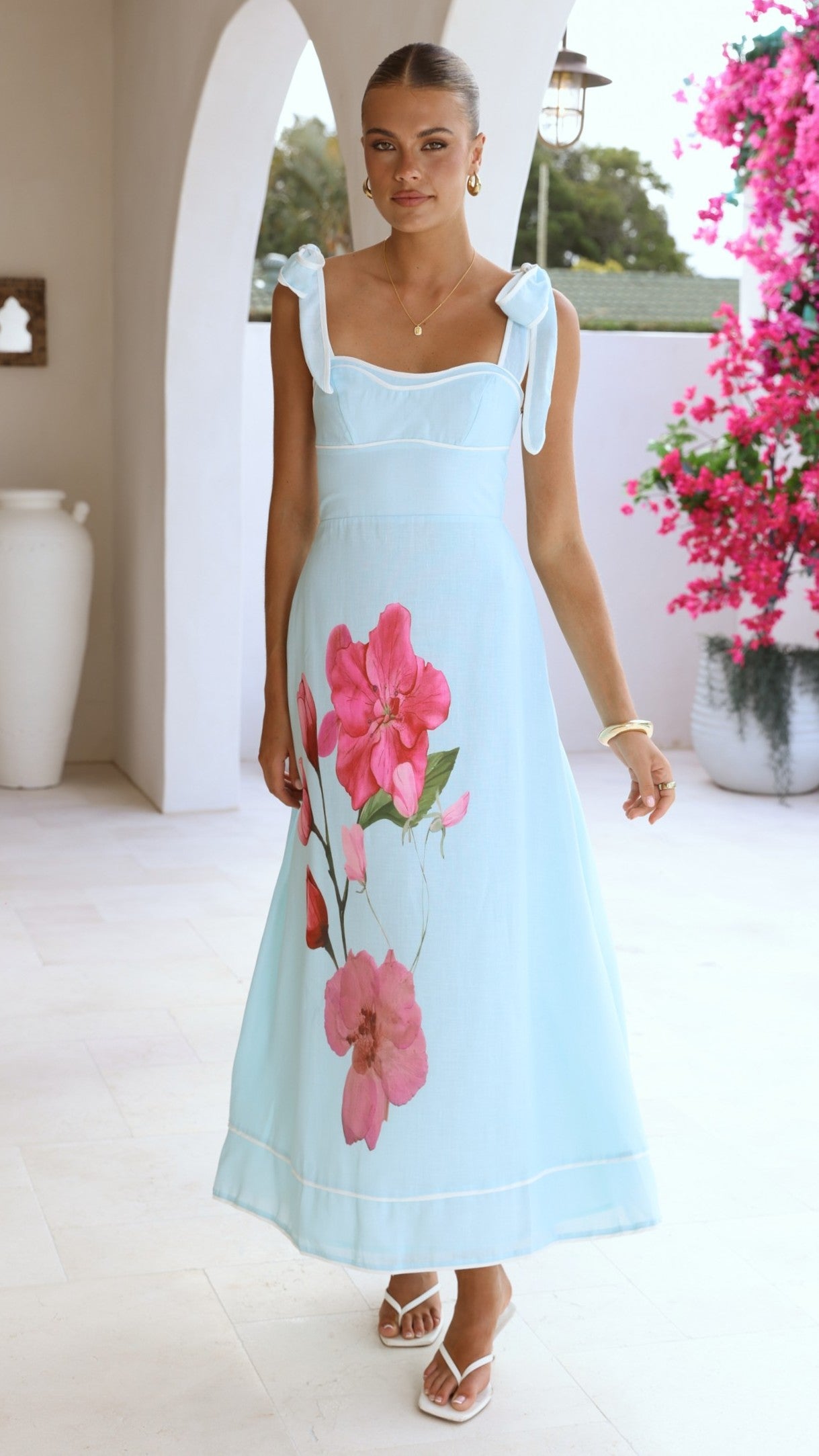 Beverly Maxi Dress - Blue/Pink Floral - Billy J