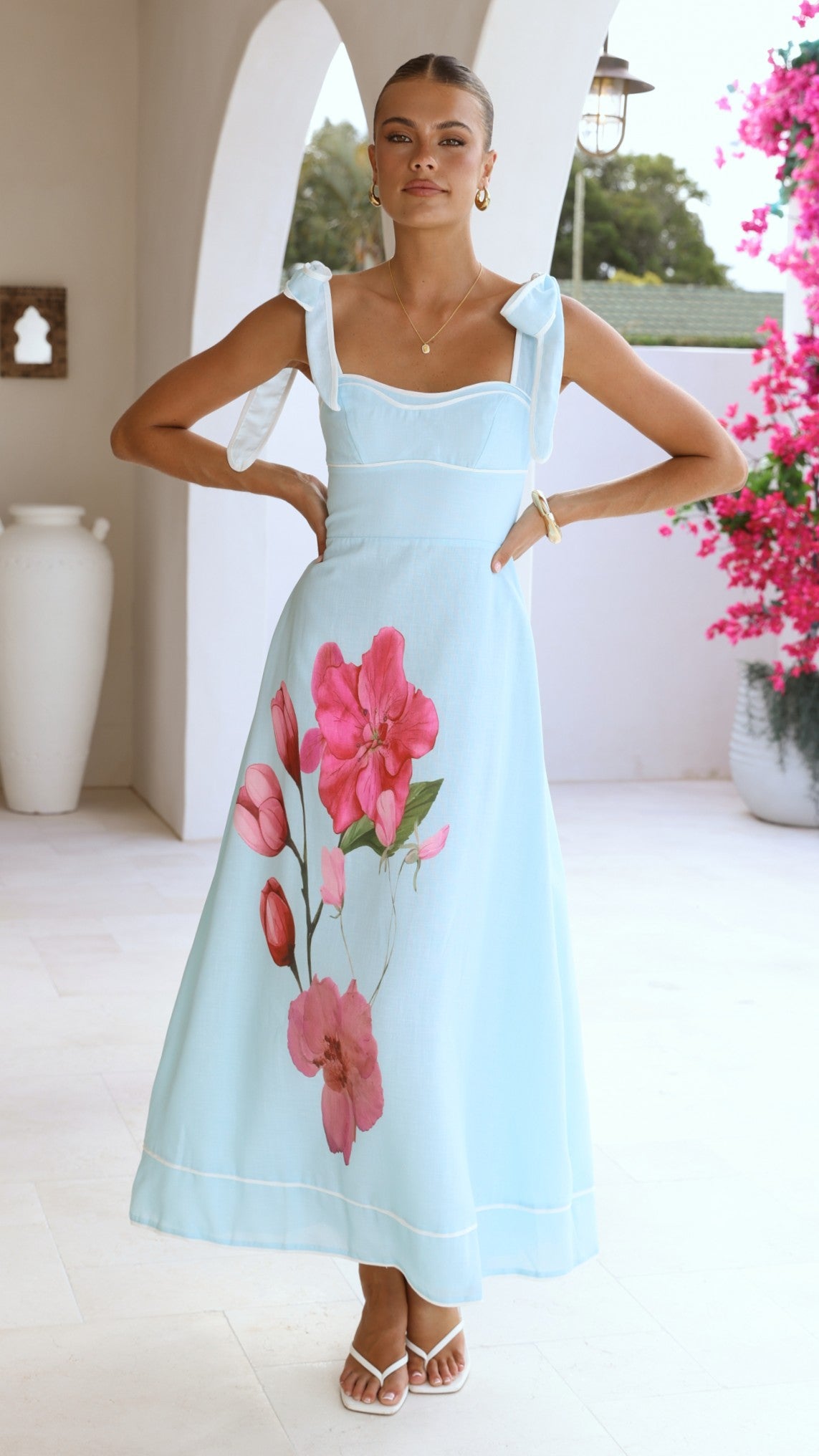 Beverly Maxi Dress - Blue/Pink Floral - Billy J