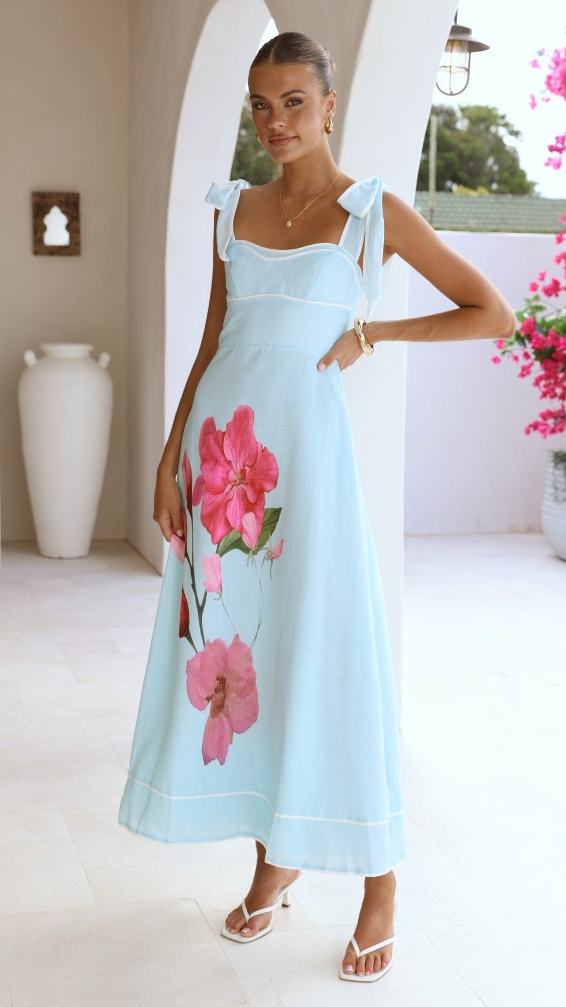 Beverly Maxi Dress - Blue/Pink Floral - Billy J