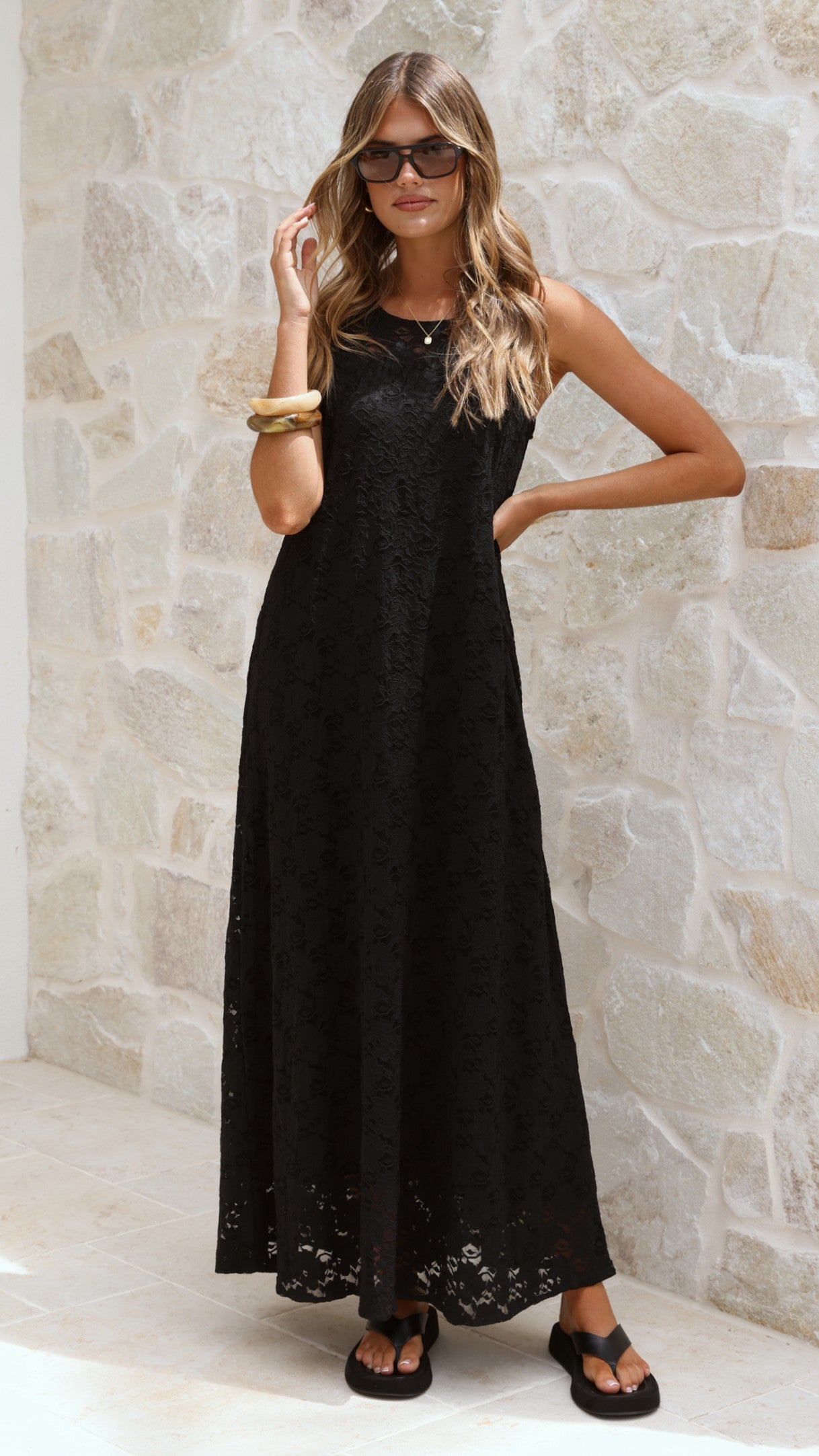 Cerelia Maxi Dress - Black Lace - Billy J