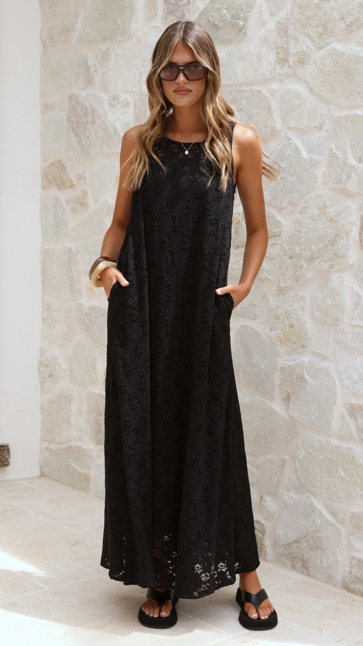 Cerelia Maxi Dress - Black Lace - Billy J