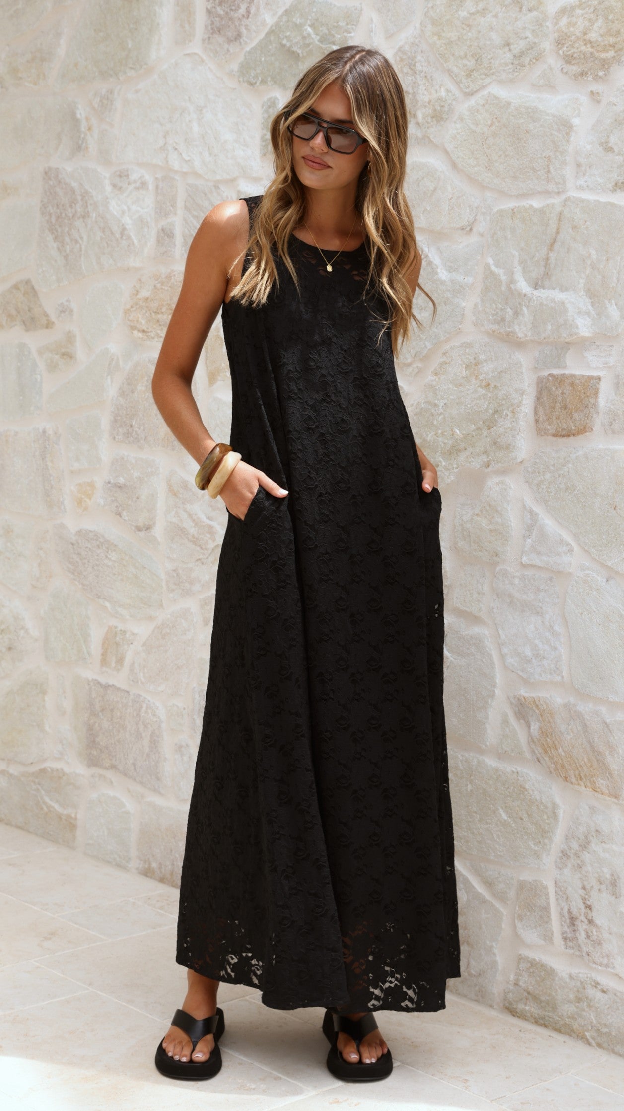 Cerelia Maxi Dress - Black Lace - Billy J