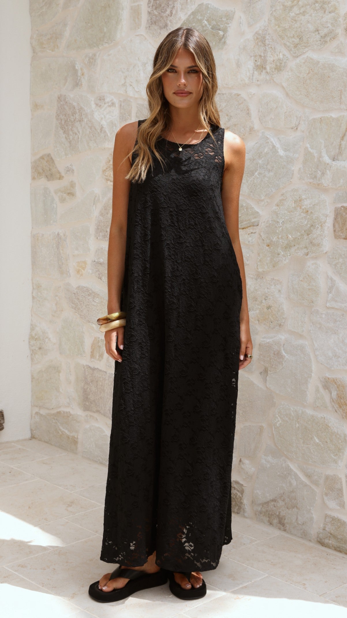 Cerelia Maxi Dress - Black Lace - Billy J