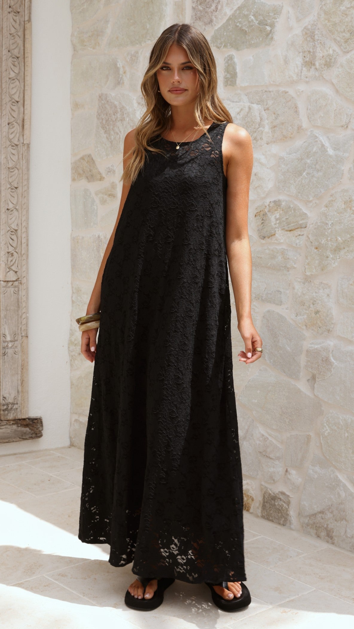 Cerelia Maxi Dress - Black Lace - Billy J