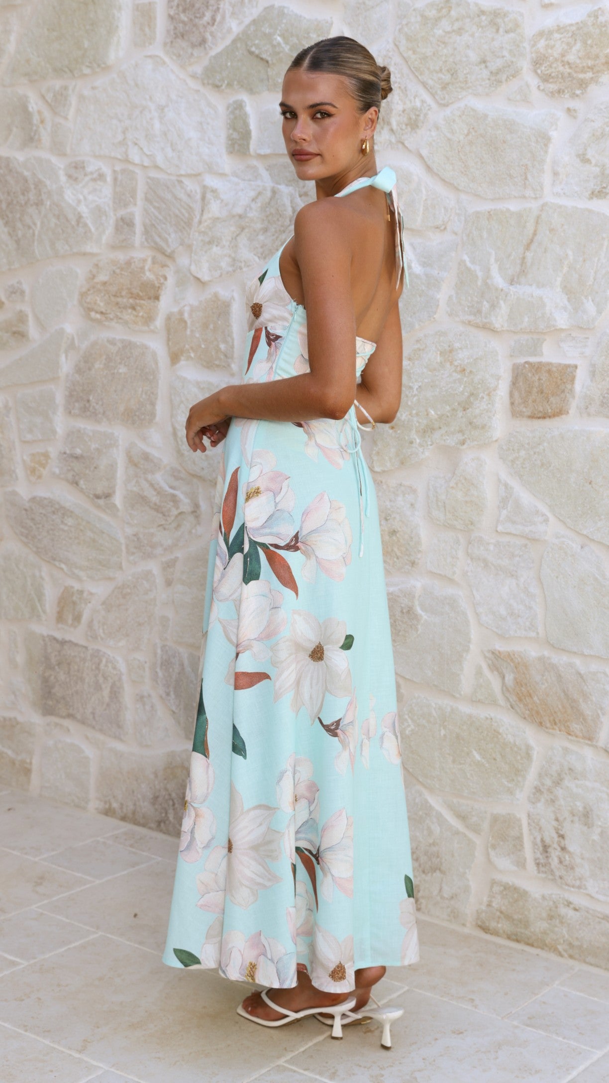 Skye Maxi Dress - Aqua/White Floral - Billy J