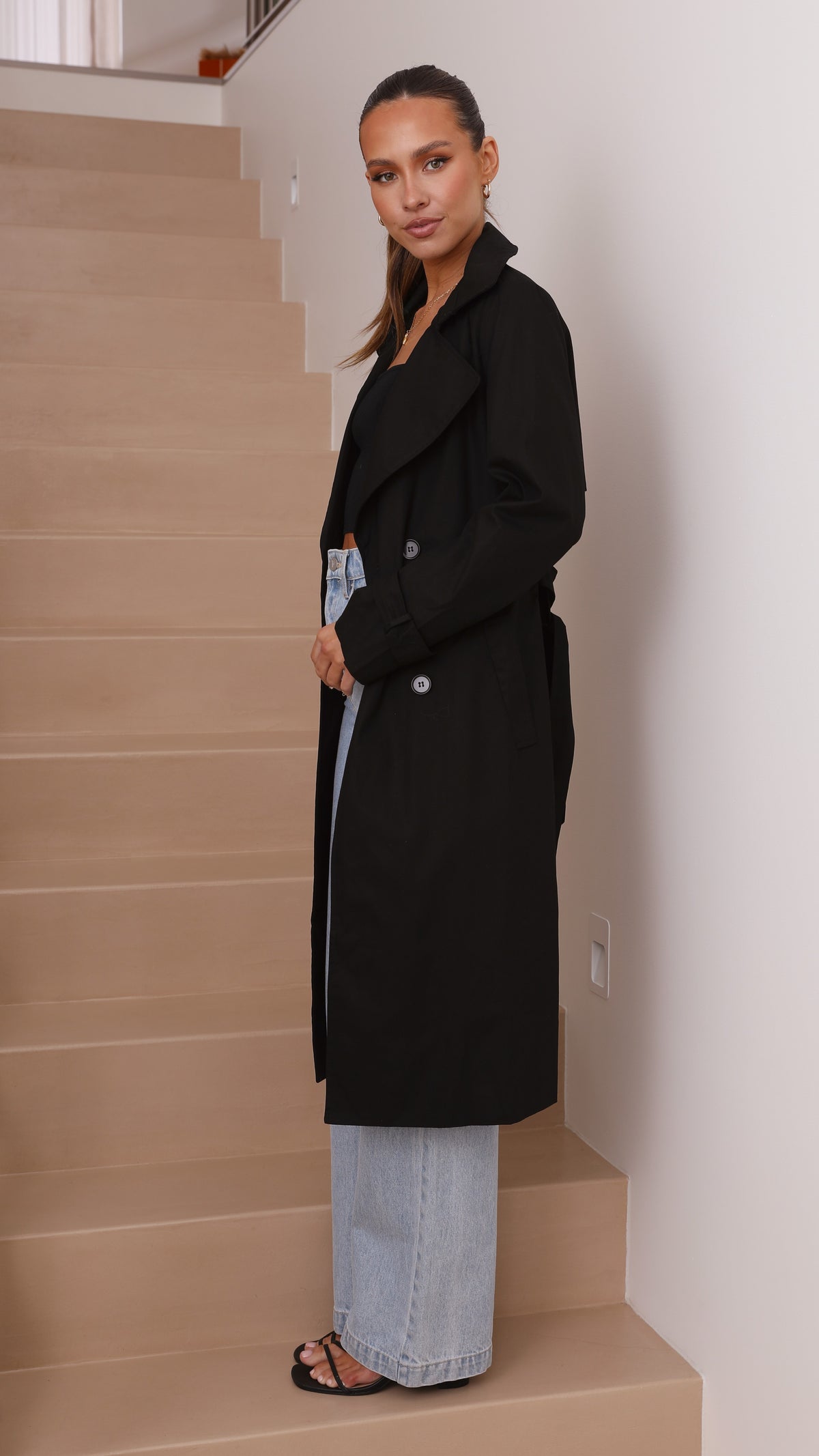 Byron Trench Coat - Black - Billy J